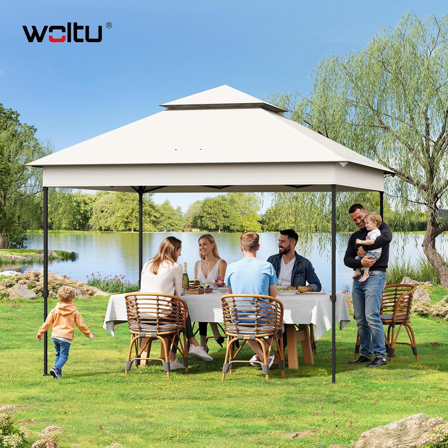 Woltu Pavillon, mit 4 Seitenteilen, 3x3 günstig online kaufen