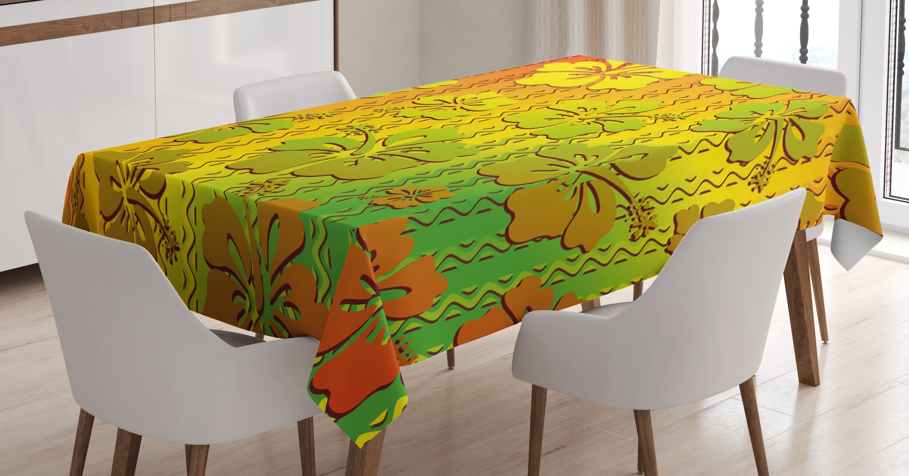 Abakuhaus Tischdecke Farbfest Waschbar Für den Außen Bereich geeignet Klare Farben, Rasta Jamaican Insel-Blumen | Tischdecken