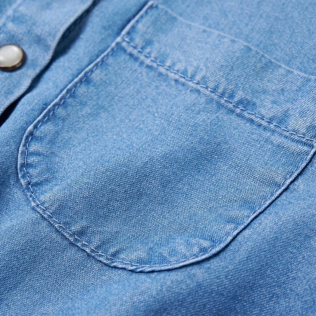 vidaXL Druckkleid Kinderkleid mit Langen Ärmeln Marineblau und Jeansblau 104