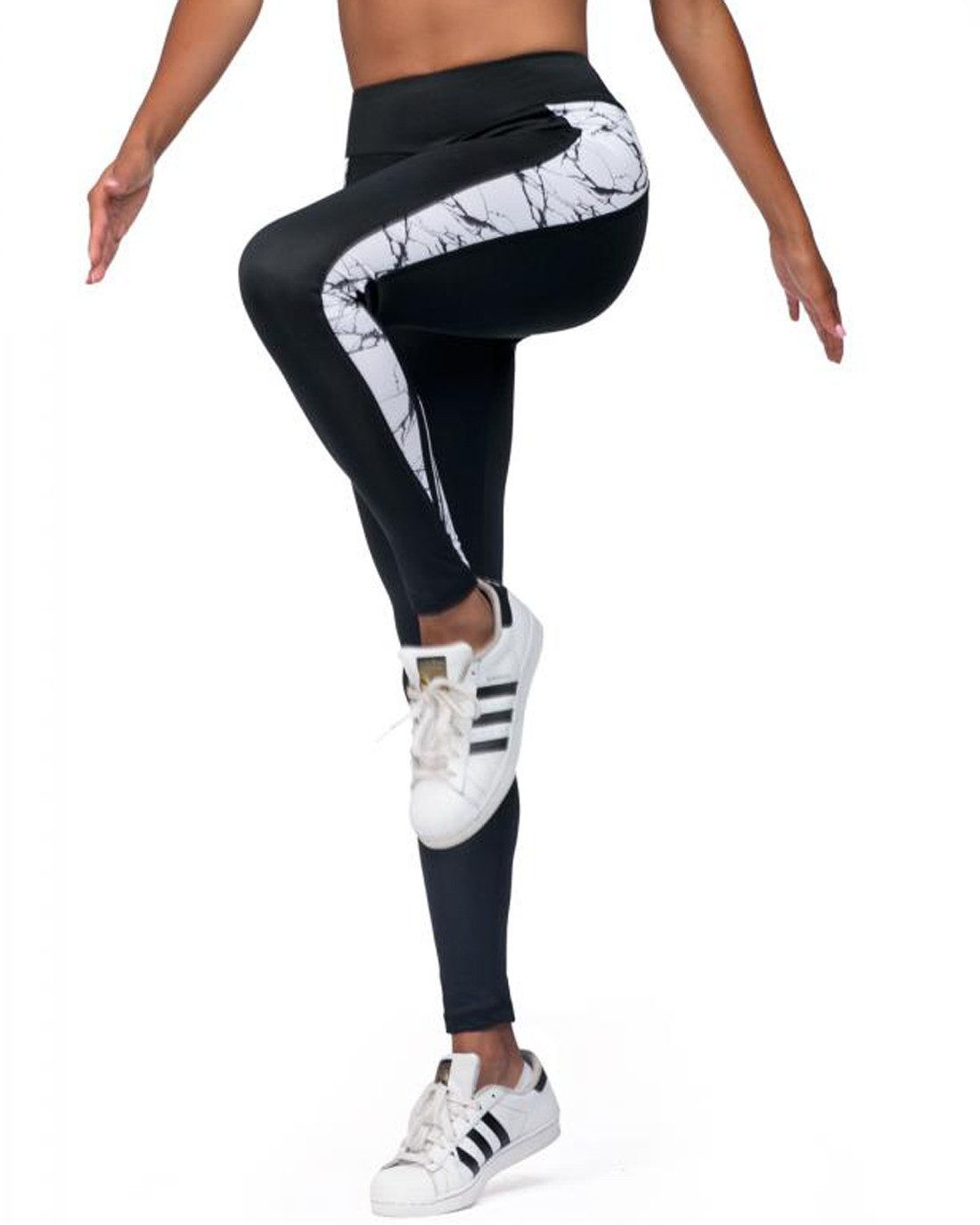 Lorin Leggings Frauen Sport Leggings in schwarz weiß Fitness Hose dehnbar mit hohem B