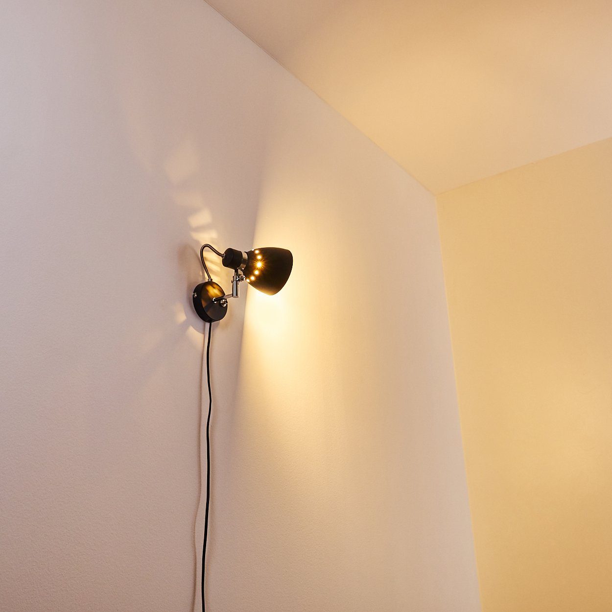 Wandspot ohne Wandleuchte in Wandlampe »Vesima« aus dimmbare 1xE27, hofstein Retro-Design Schwarz/Weiß, Leuchtmittel, im Metall