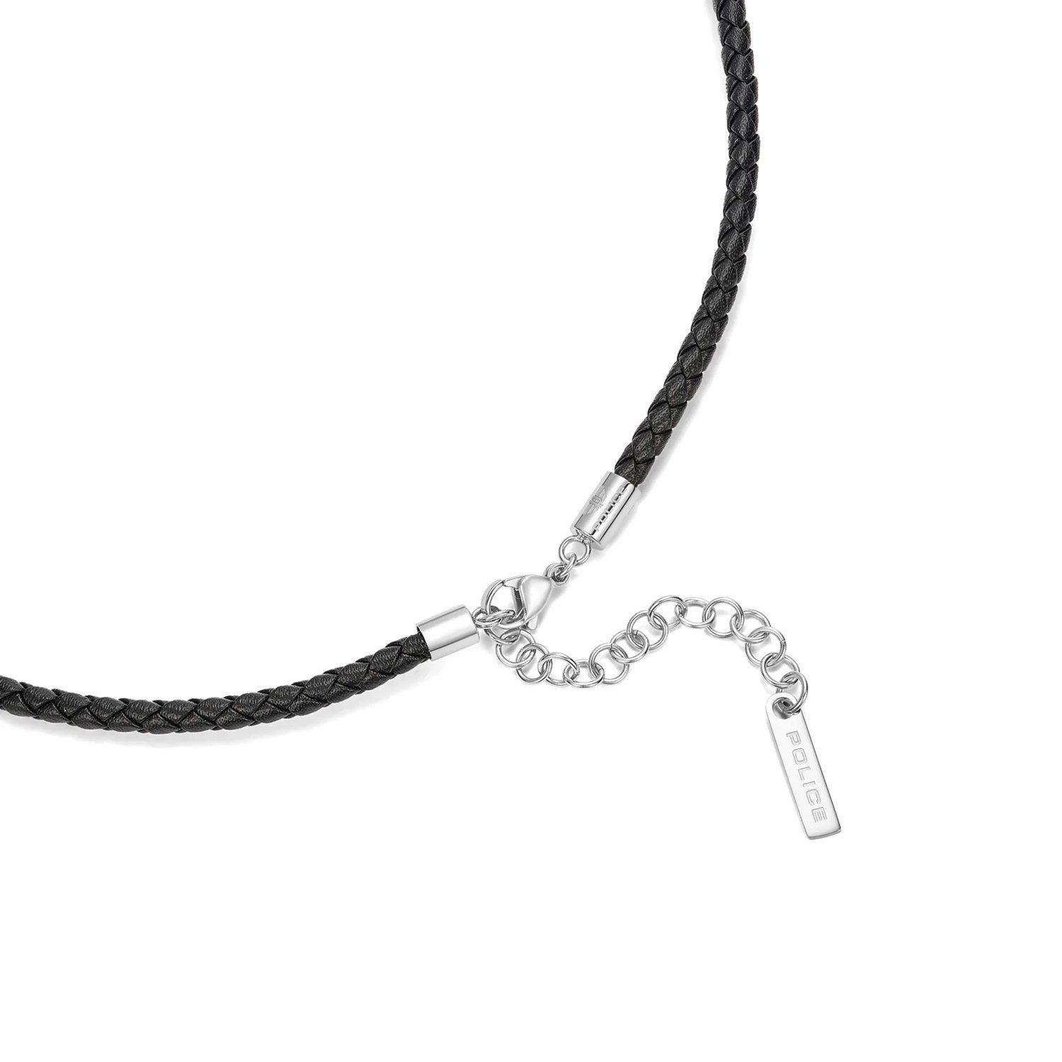 Police Kette mit Anhänger PEAGN0038101, für Herren Gripcord Leder Schwarz Edelstahl