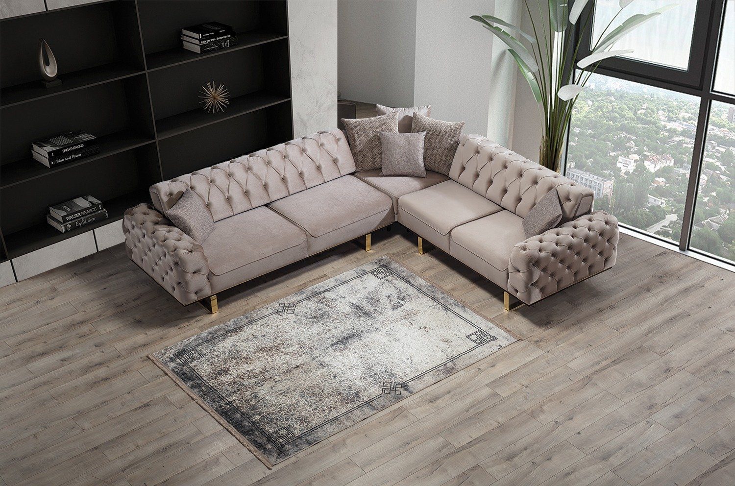 Pflegeleichter Made Mikrofaserstoff Villa in Möbel Quality Taupe 1, Roma, Ecksofa Turkey-