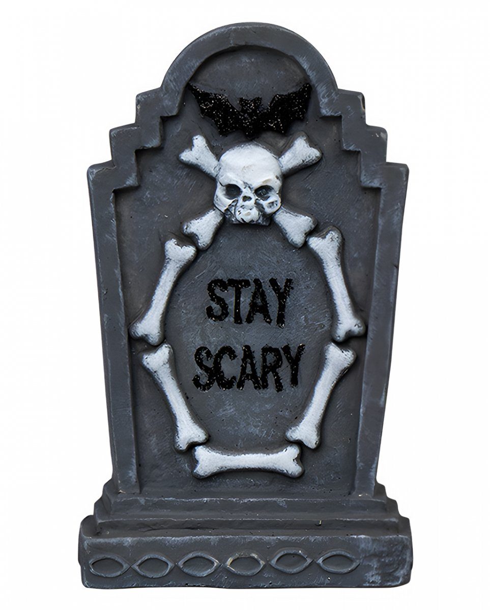 Dekoobjekt Kleiner Deko Grabstein mit Fledermaus & Stay Scary