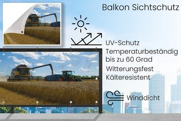 MuchoWow Balkonsichtschutz Traktor - Bauernhof - Landleben - Ernte - Getreide (1-St) Balkonbanner, Sichtschutz für den Balkon, Robustes und wetterfest