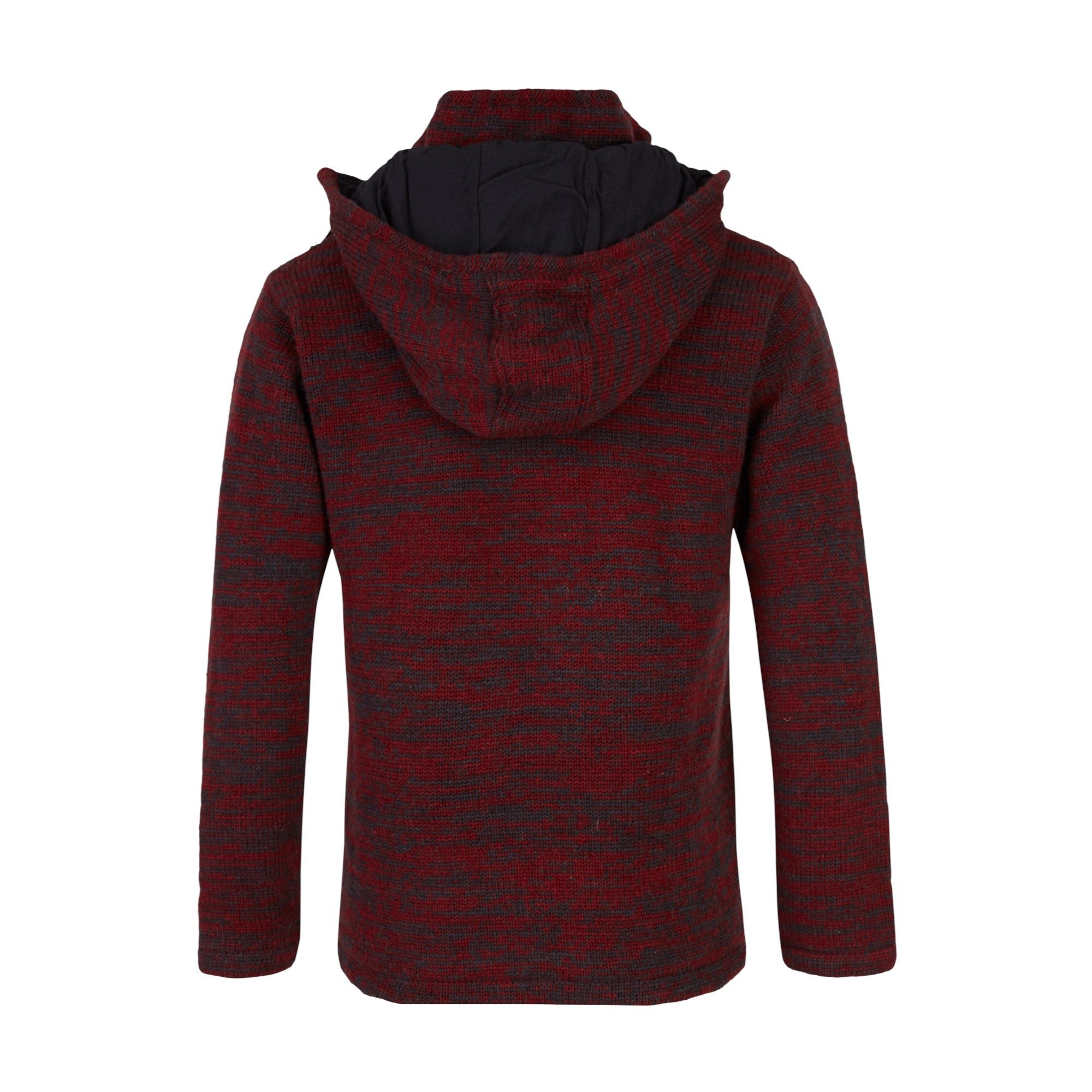 THC Natural Line Strickjacke THC Schafwollstrickjacke Baumwollfutter 855 rot (1 Stück, 1-tlg., 1 Stück) Strickjacke mit abnehmbarer Kapuze