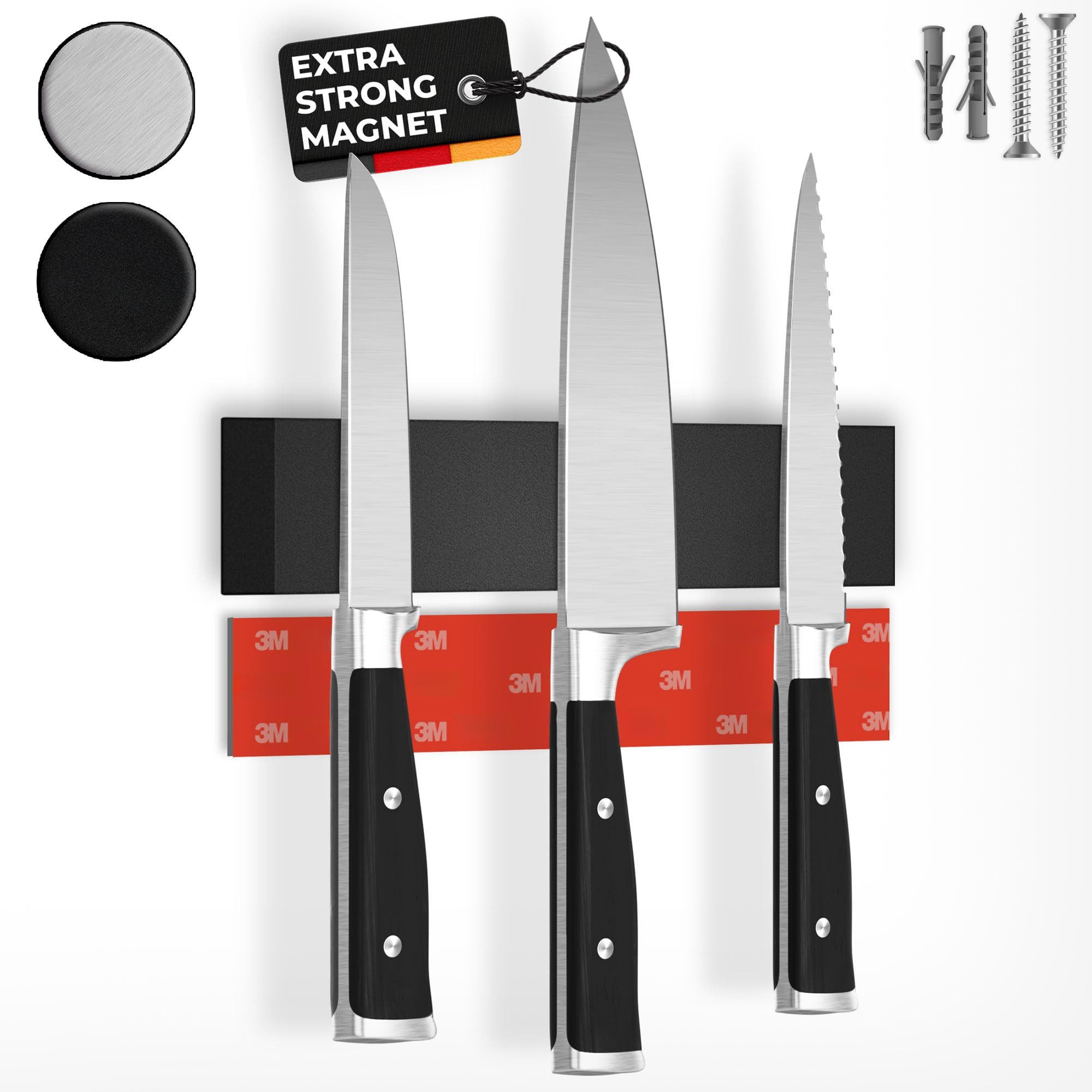 CUCINO Messerleiste mit extra starkem Magnet, Messer Magnetleiste selbstklebend, Einfache Montage mit 3M Klebeband ohne Bohren