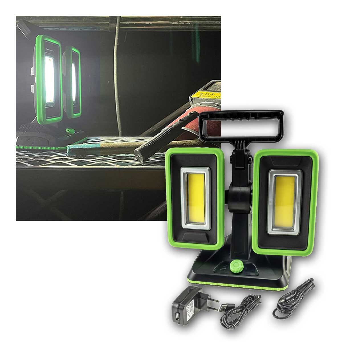 ChiliTec LED Baustrahler LED Baustrahler mit Akku "BSA-60 duo" 2x30W 5600lm, neutralweiß