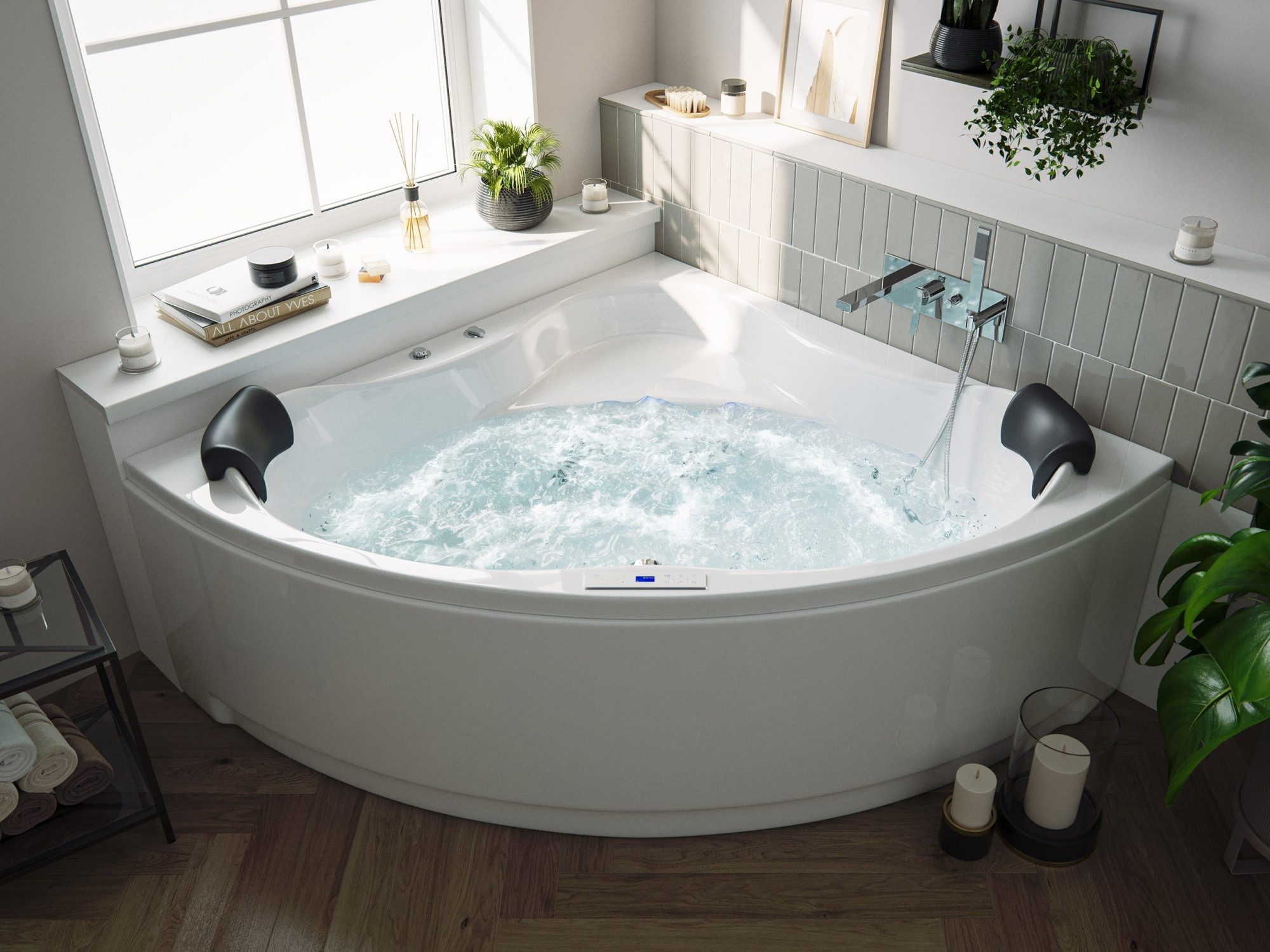 Magnolia Home Whirlpool Deluxe Whirlpool Set ENJOY ULTRA mit 80 Düsen und LED ohne Armatur 150