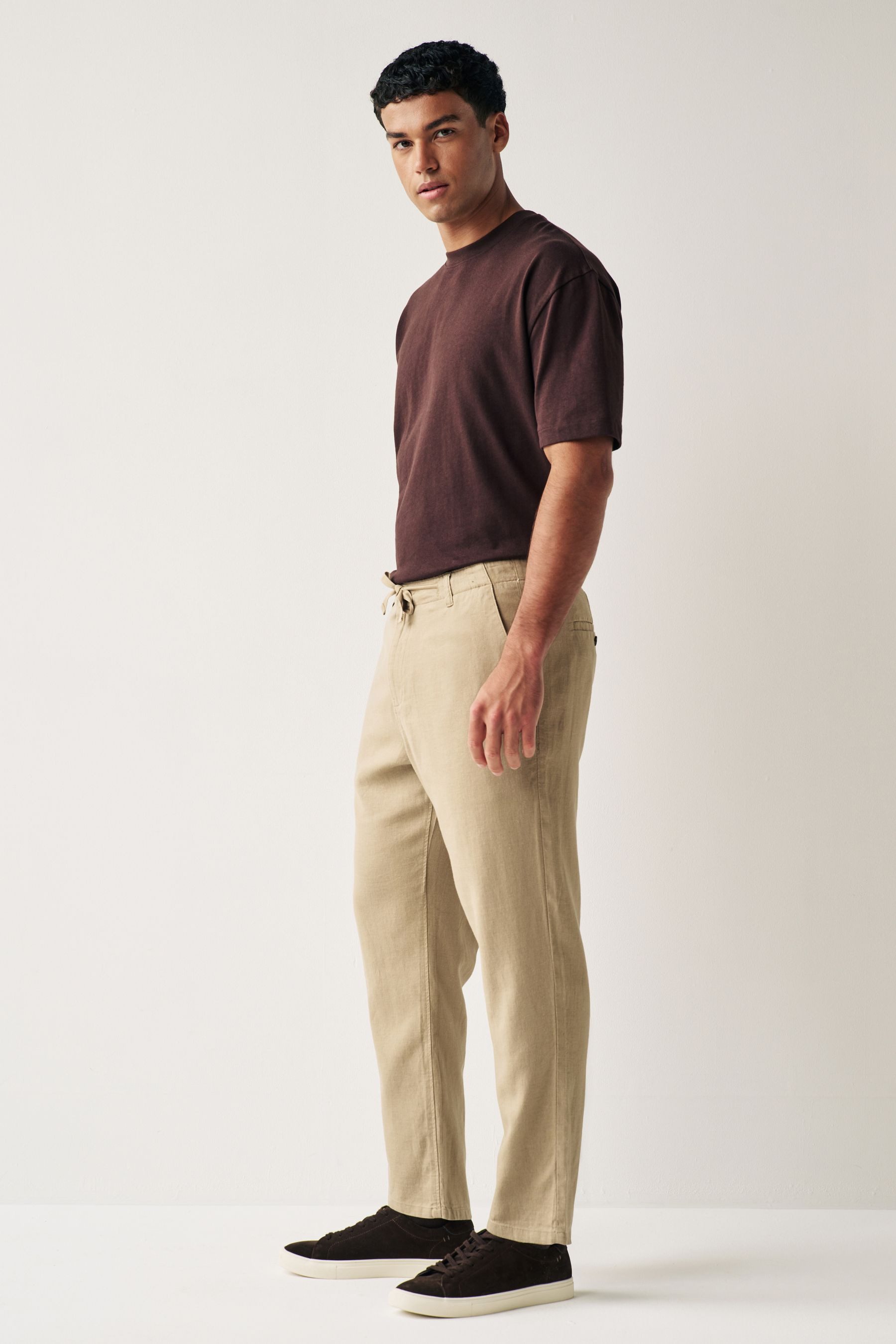 Next Stoffhose Hose mit Kordelzug aus Leinenmischung (1-tlg)