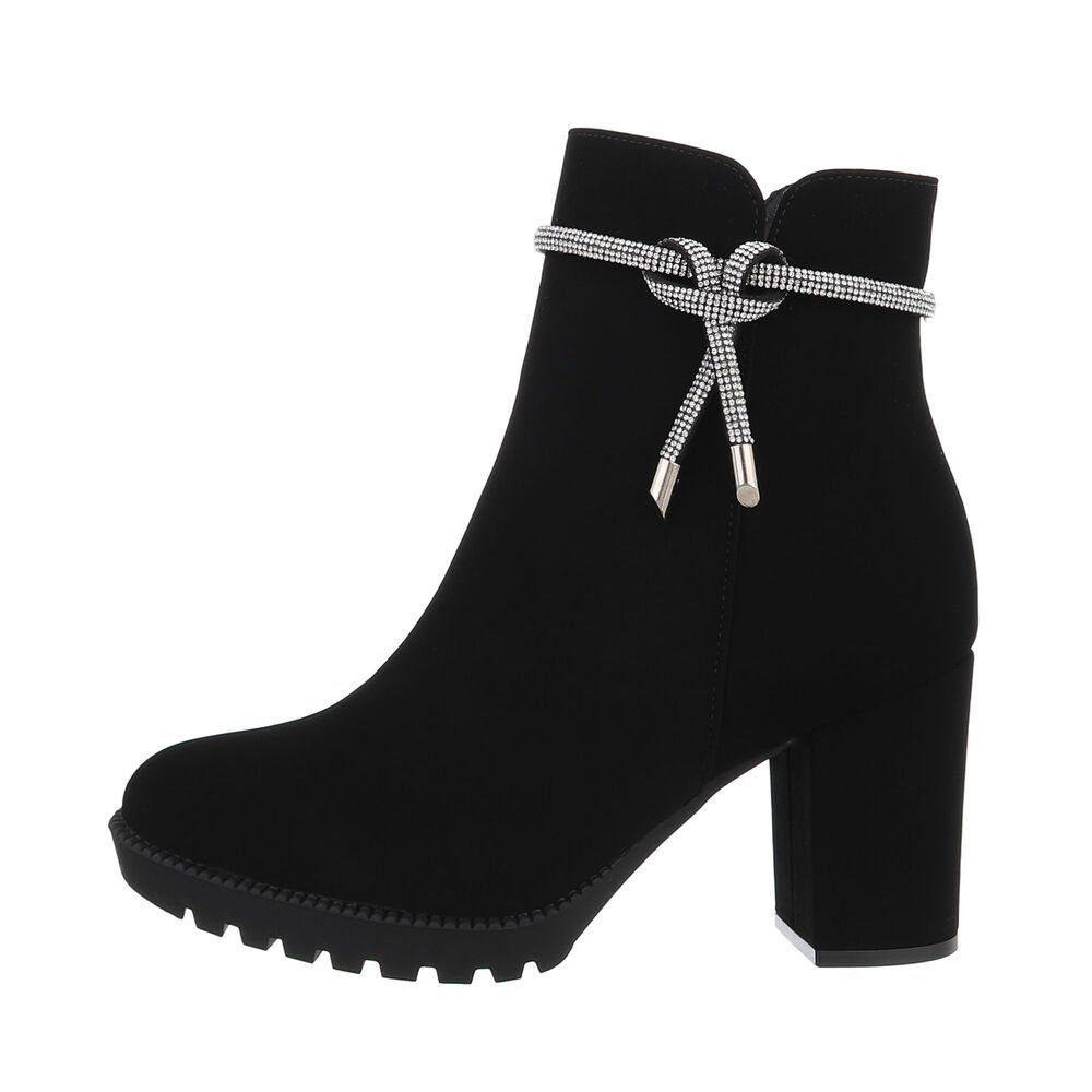 Ital-Design Damen Elegant High-Heel-Stiefelette (84633628) Blockabsatz High-Heel Stiefeletten in Schwarz