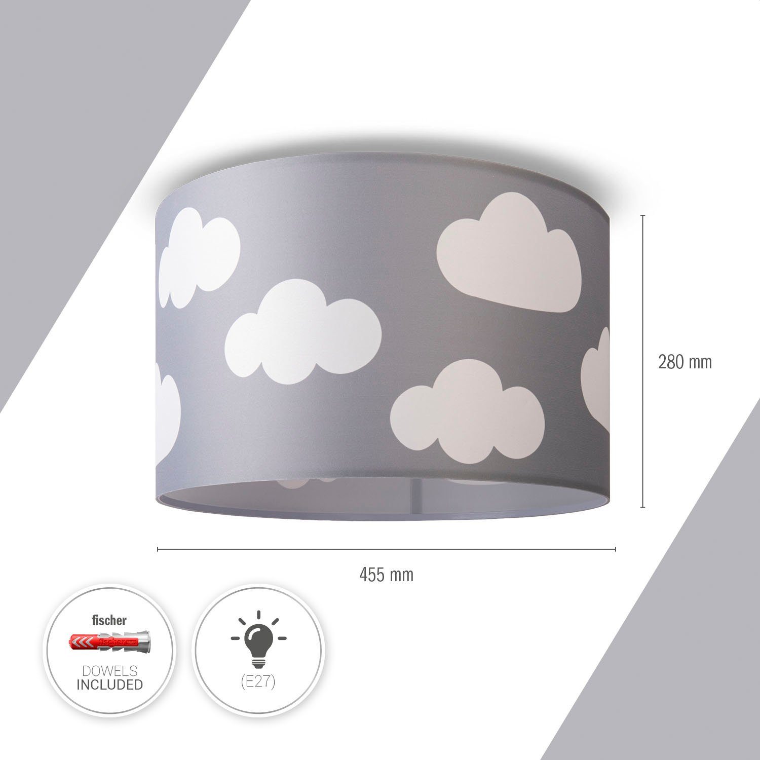 Wolke Paco Cosmo, Kinderzimmer Stoffschirm Deckenleuchte ohne Hugo Leuchtmittel, Kinder Lampe Home E27 Deckenleuchte Rund