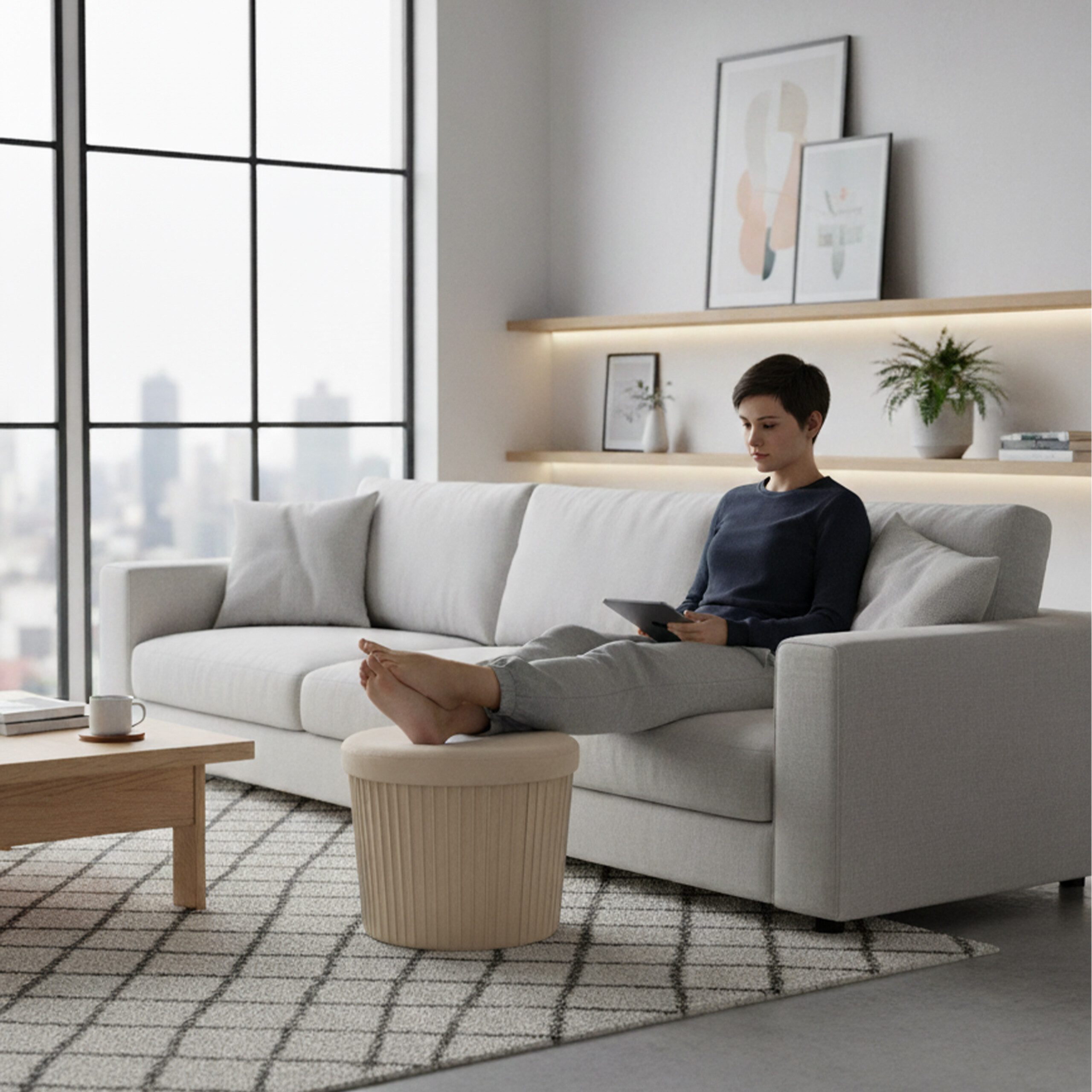 relaxdays Stauraumhocker Hocker aus Samt mit Stauraum (1 St), Beige – Bild 3 von 5