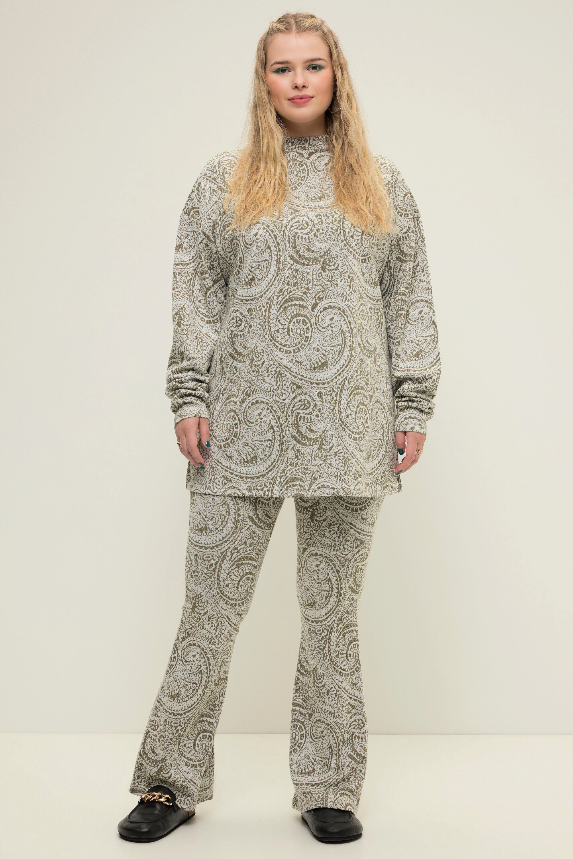 Studio Untold Schlupfhose Schlaghose Leggings Glitter-Paisley Elastikbund