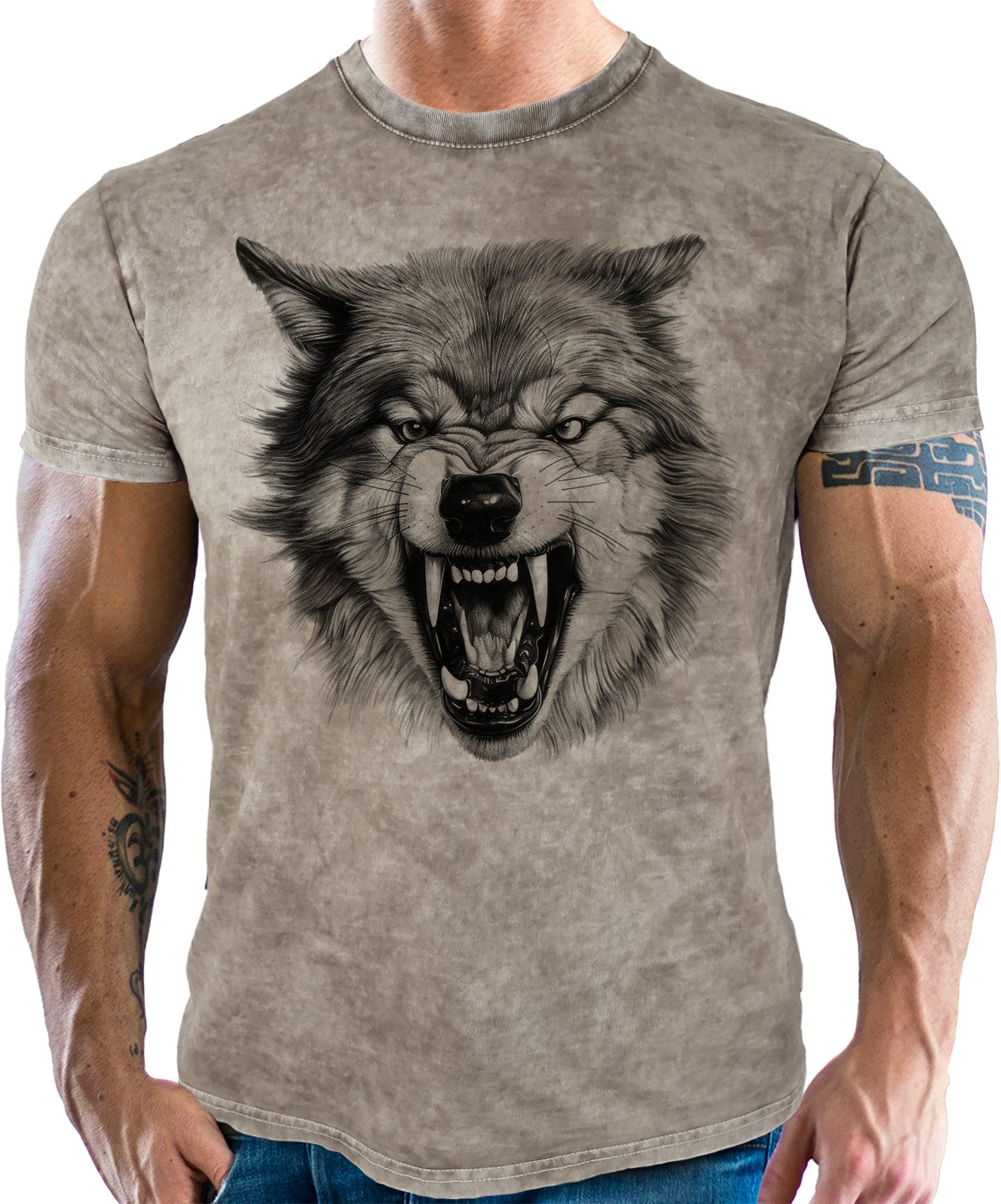 LOBO NEGRO® T-Shirt mit Wildlife Design Wolf
