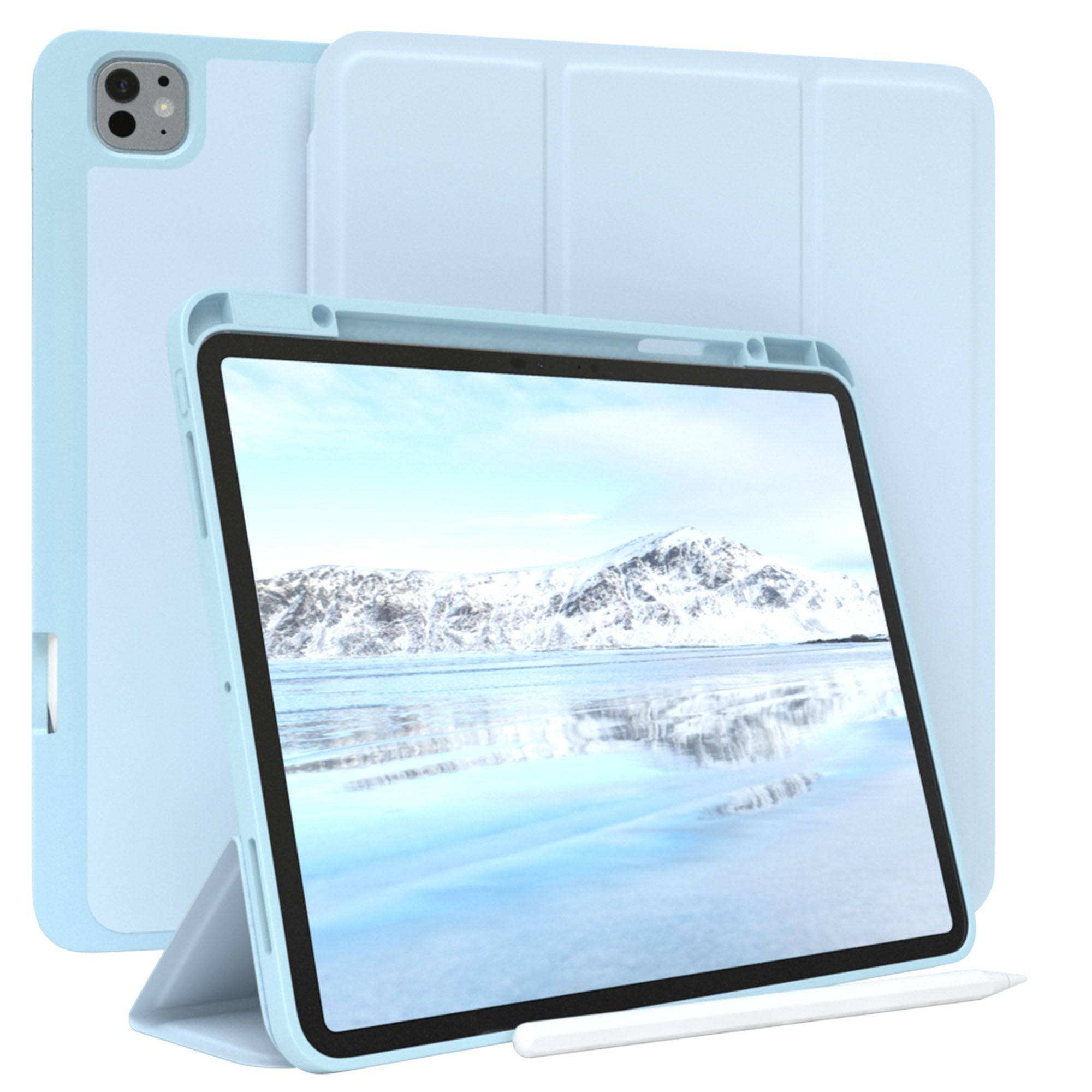EAZY CASE Tablet-Hülle Penholder Smartcase für Apple iPad Pro 13 (2025) 13 Zoll, Touchpen Stifthalterung Klappcase Anti-Kratz Tablet Tasche Hellblau