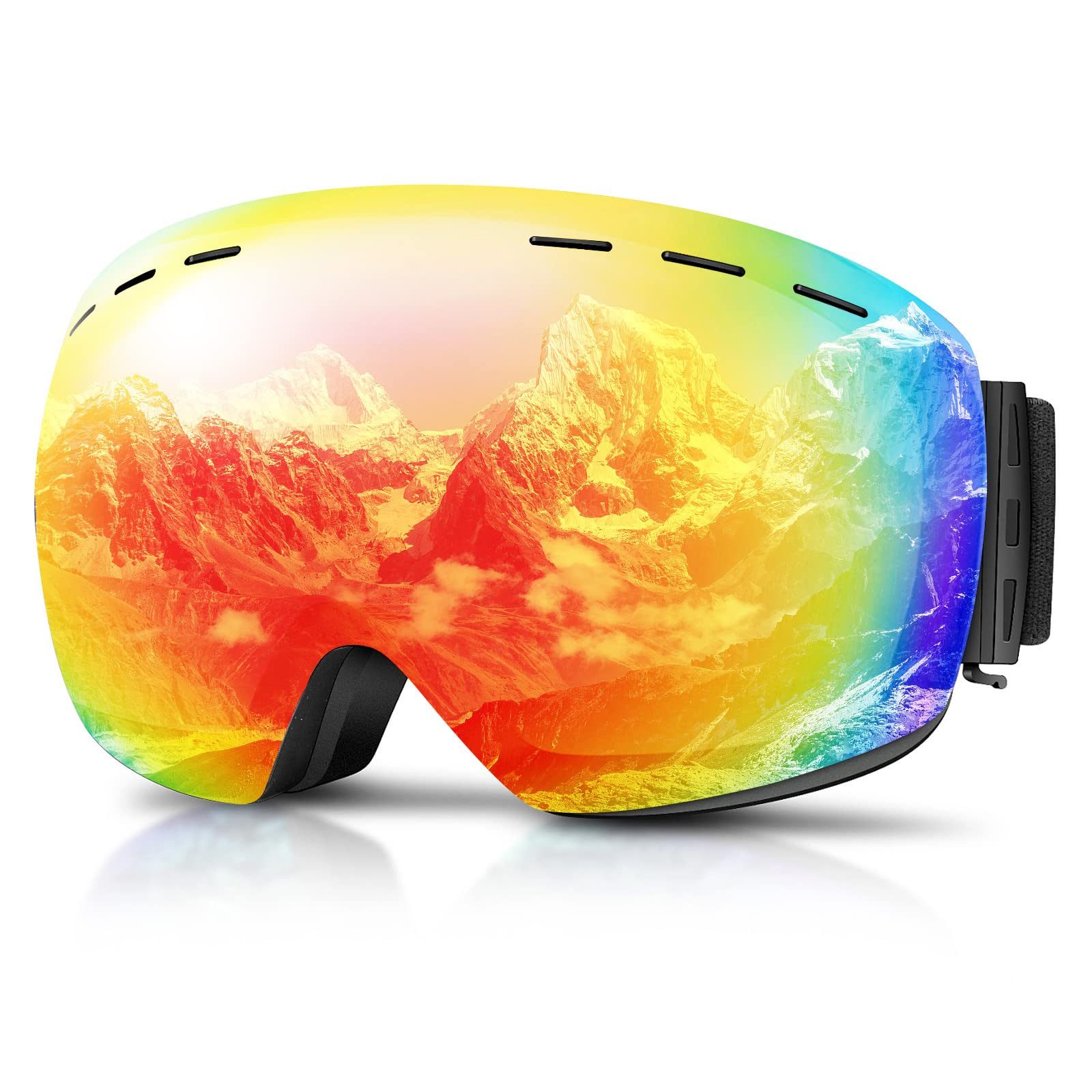 RWEUOQ Skibrille Snowboardbrille mit rahmen Antibeschlag Premium Skibrille UV Schutz, (Skibrille mit Antibeschlag-Beschichtung und UV-Schutz, 1-St., Optimale Belüftung, stoßfester TPU-Rahmen, für Brillenträger), Premium-Ski- und Snowboardbrille für Erwachsene und Jugendliche