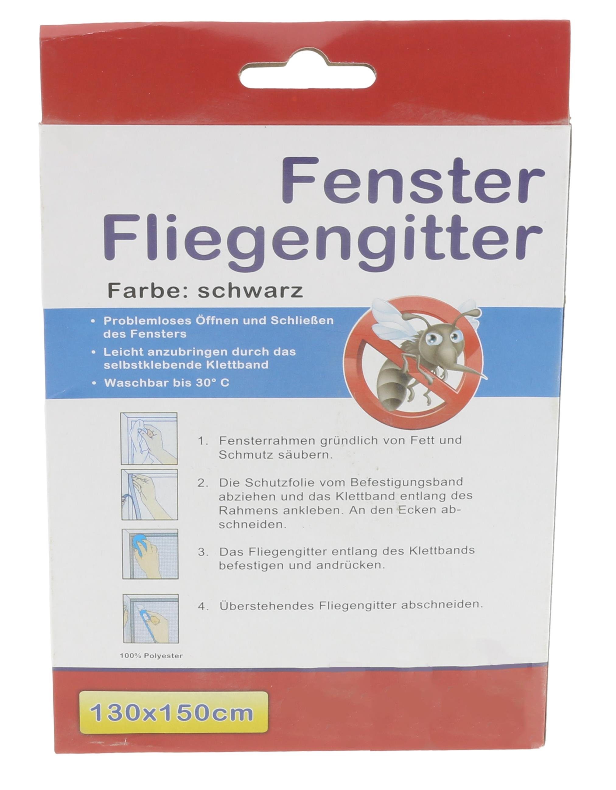Fliegengitter-Gewebe Insektennetz 130x150cm mit Klettband schwarz günstig online kaufen
