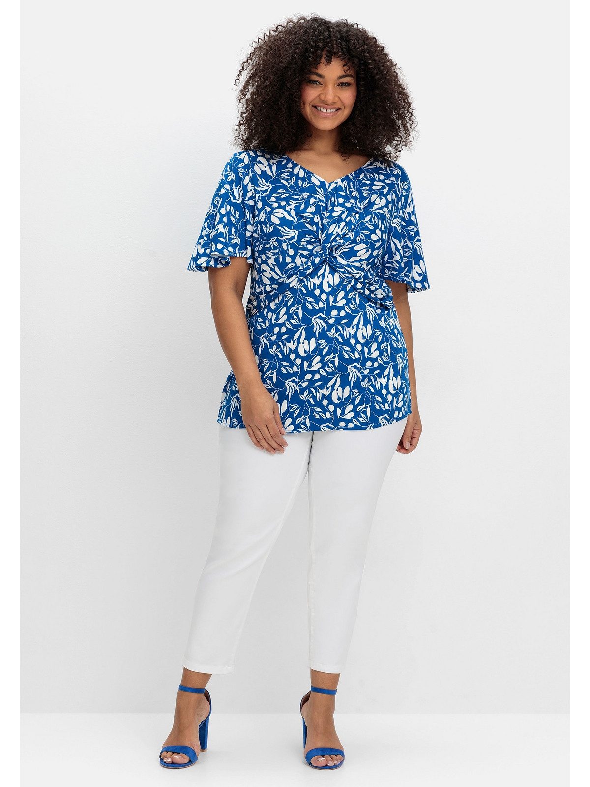 Sheego Tunika Große Größen mit Flügelärmeln und Knotendetail