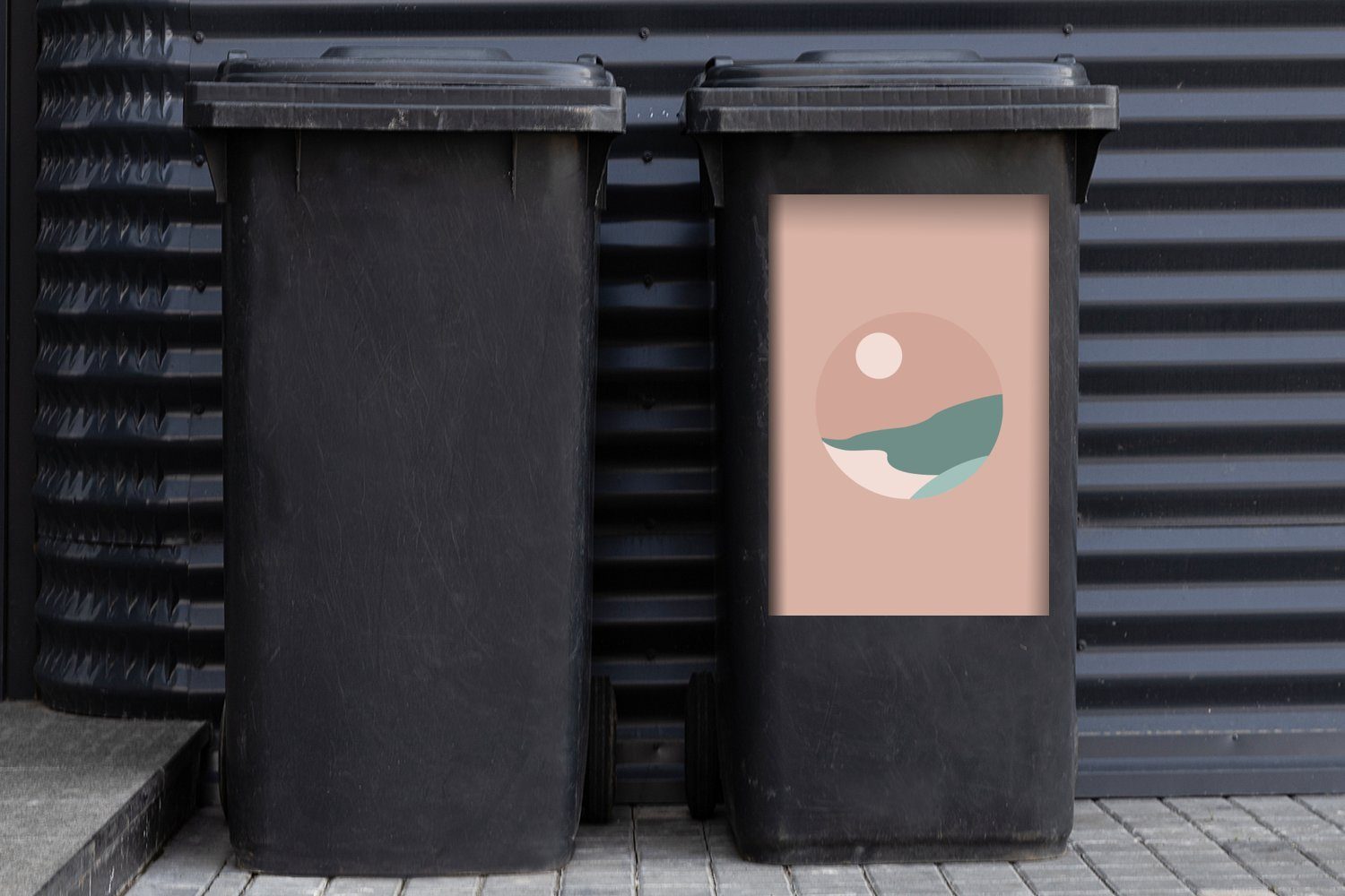 MuchoWow Wandsticker - Strand - - Sticker, Rosa Sonne Sommer Abfalbehälter Mülleimer-aufkleber, Mülltonne, St), (1 Container