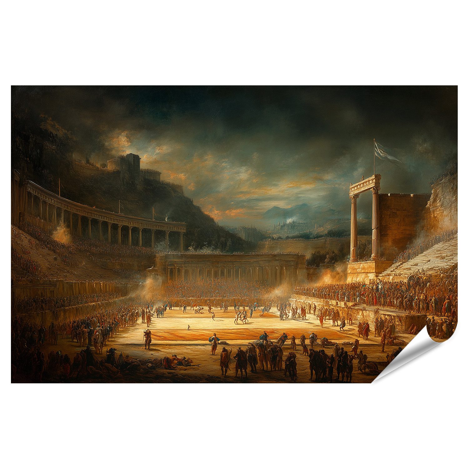 islandburner Poster Antikes römisches Kolosseum während eines Gladiatorenkampfes