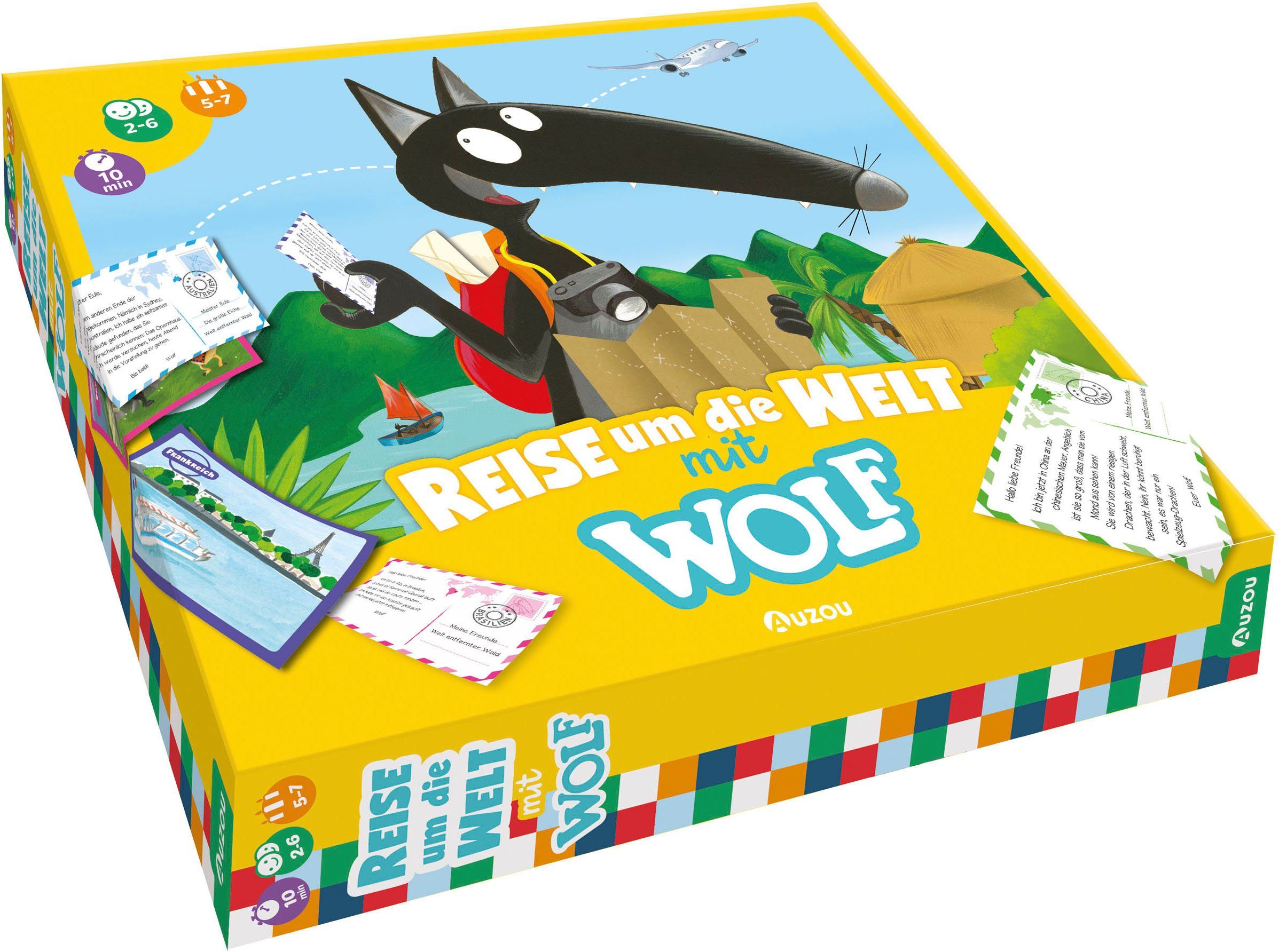 AUZOU Spiel, Kinderspiel Reise um die Welt mit Wolf