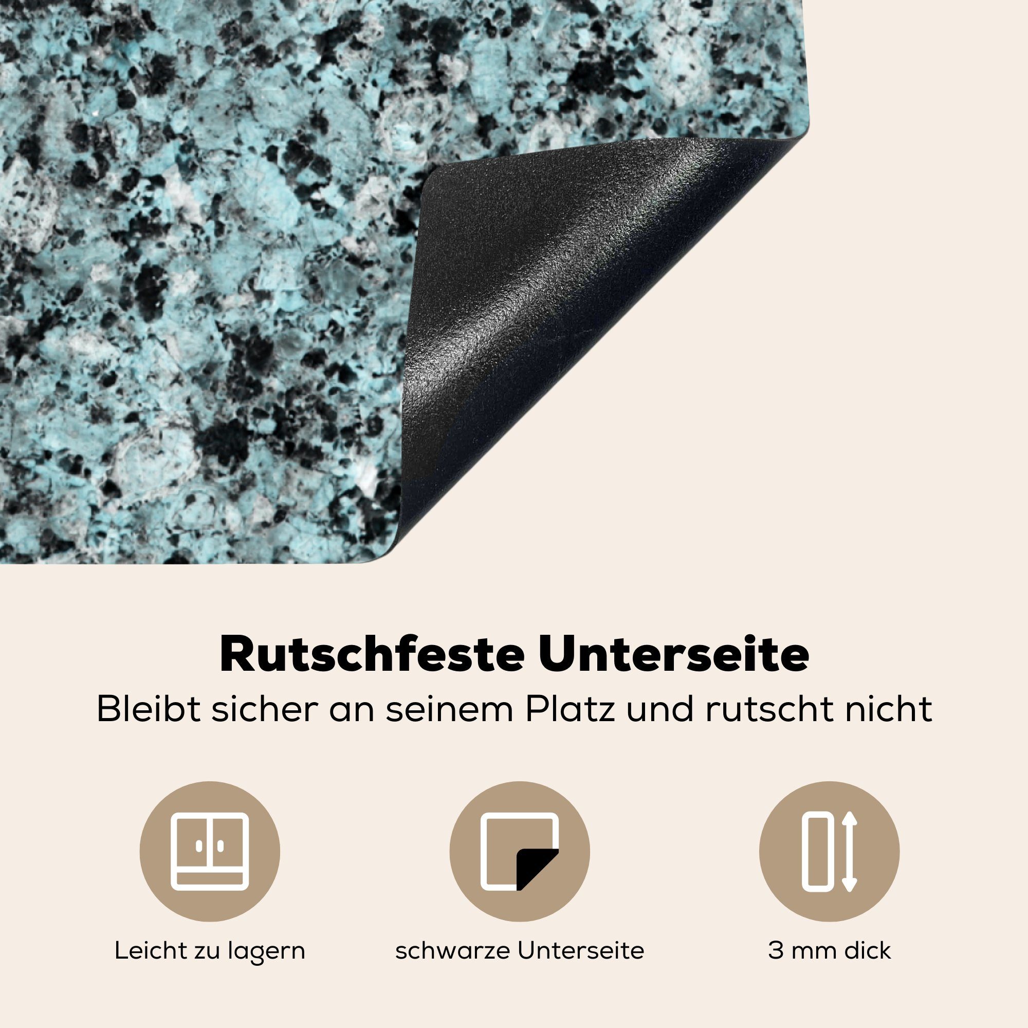 (1 - - Ceranfeldabdeckung, tlg), Blau küche Kristall, - cm, Herdblende-/Abdeckplatte 78x78 Schwarz Arbeitsplatte für Vinyl, Granit MuchoWow