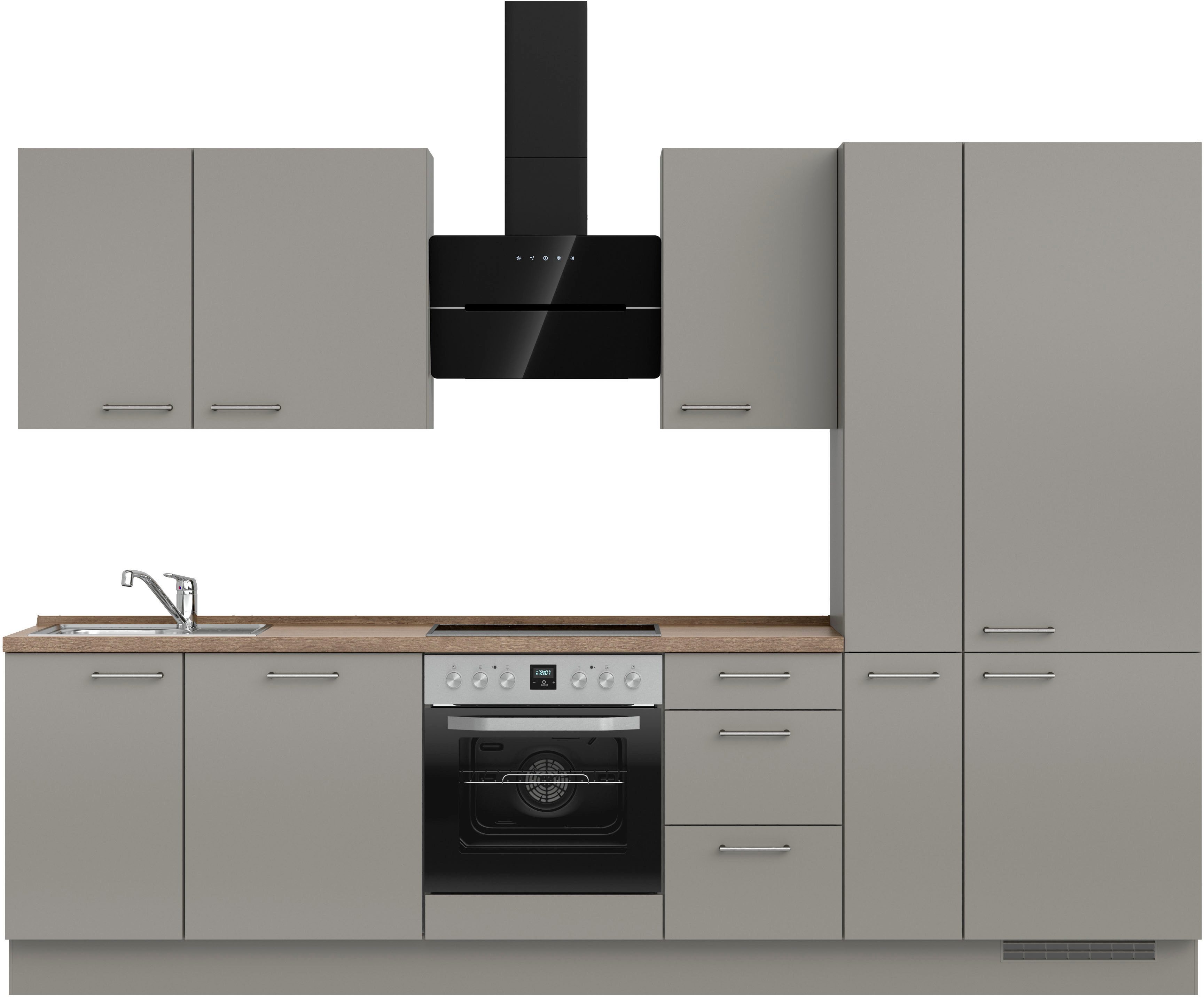 nobilia® Küchenzeile "Laser II", NEU: individuell anpassbar mit gratis Profi-Beratung, vormontiert, 300 cm breit, optional mit verschiedenen E‑Geräte-Sets