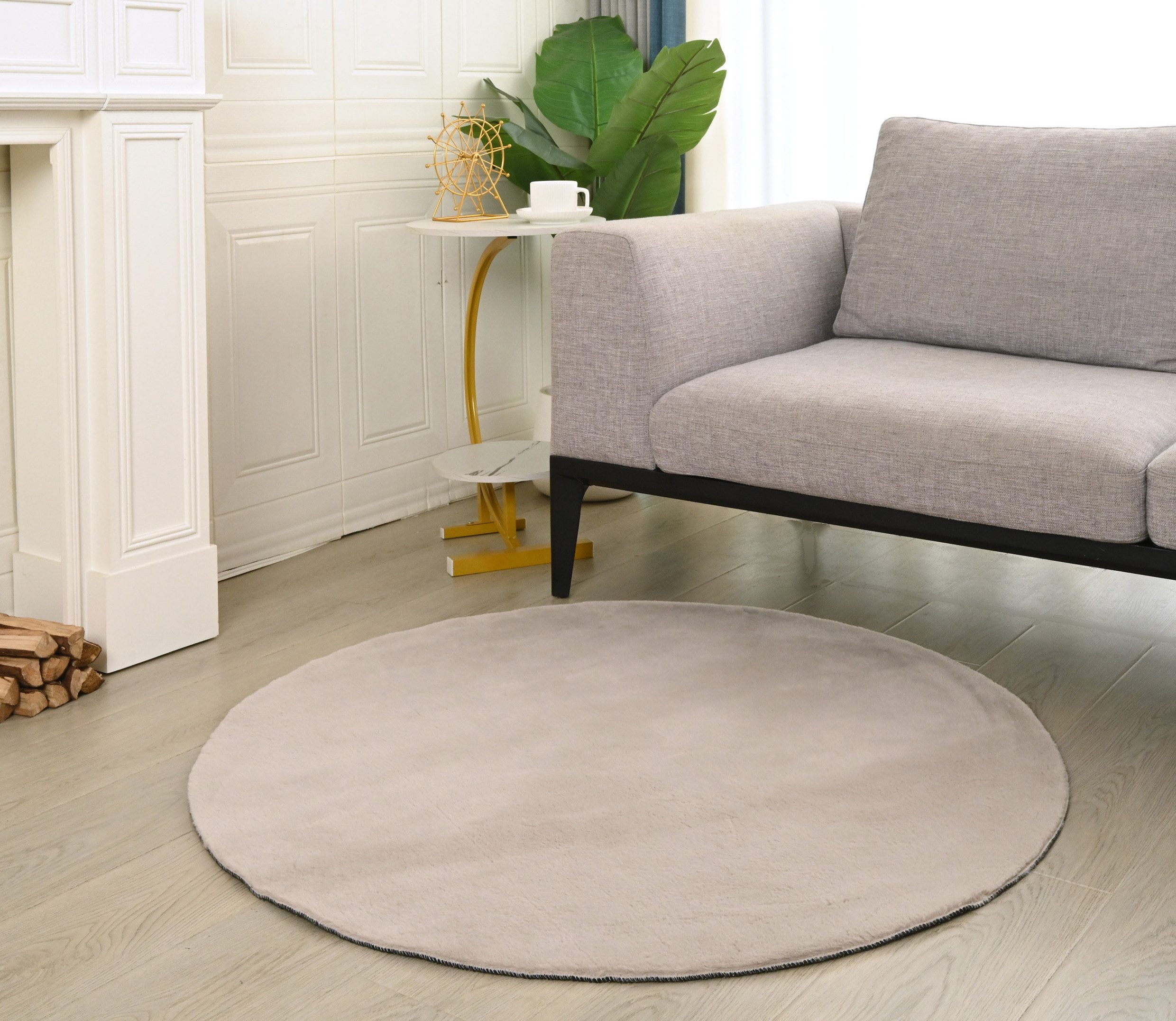 Vimoda Teppich Bobby, Anti Rutsch Waschbar, kuschelig, Rund, Höhe: 10 mm, Fellteppich Uni, Wohnzimmer, Schlafzimmer, Küche
