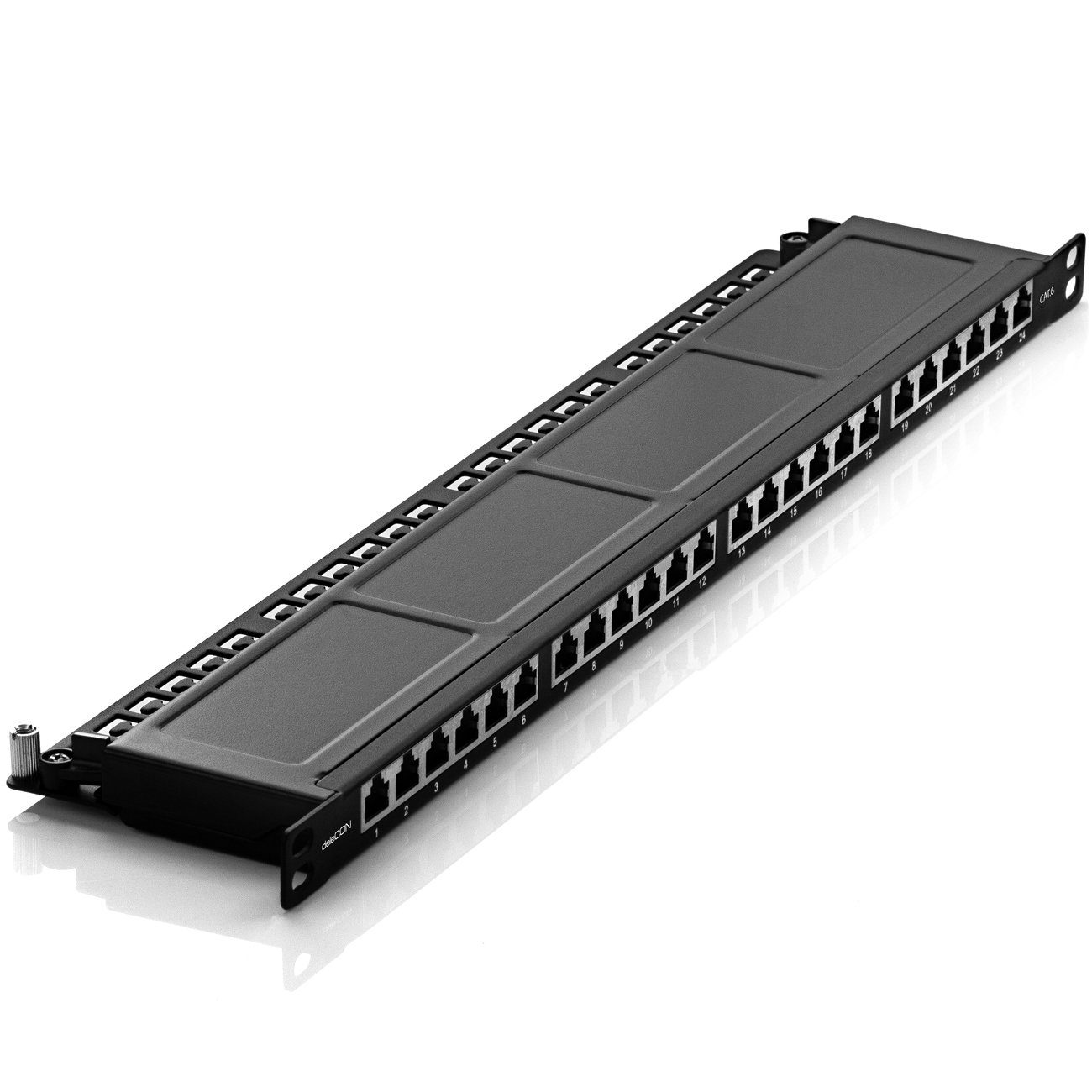 deleyCON deleyCON CAT6 0,5HE Patchpanel Verteilerfeld 24 Port Rackeinbau Netzwerk-Patch-Panel