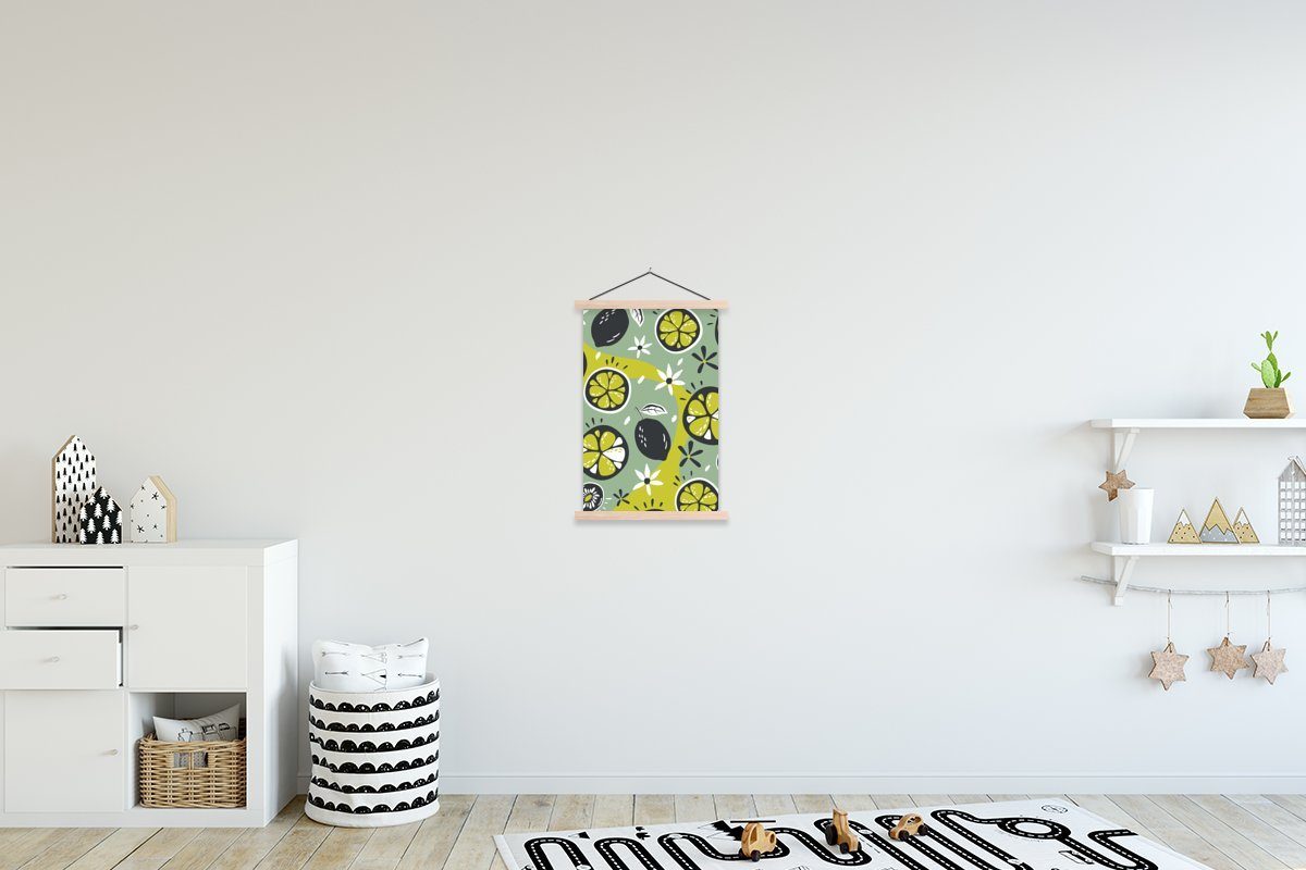 Sommer Textilposter Wohnzimmer, MuchoWow Blumen - St), Magnetisch (1 für Grau, Posterleiste, Obst Bilderleiste, - - Poster