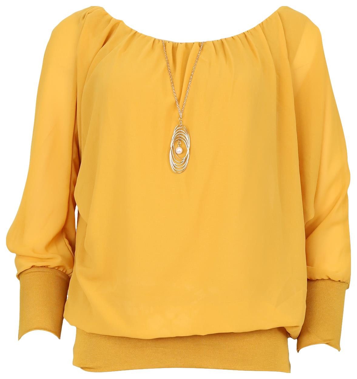malito more than fashion Chiffonbluse malito Damen Bluse mit passender Kette, Tunika mit ¾ Armen, Blusensh Bluse mit Fledermausärmeln Einheitsgröße – Bild 5 von 5