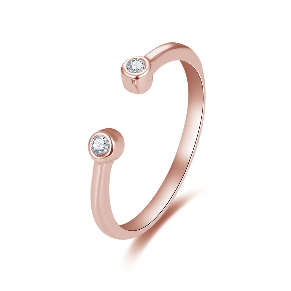 Beneto Fingerring Feiner Bronzering mit Zirkonen AGG471-RG