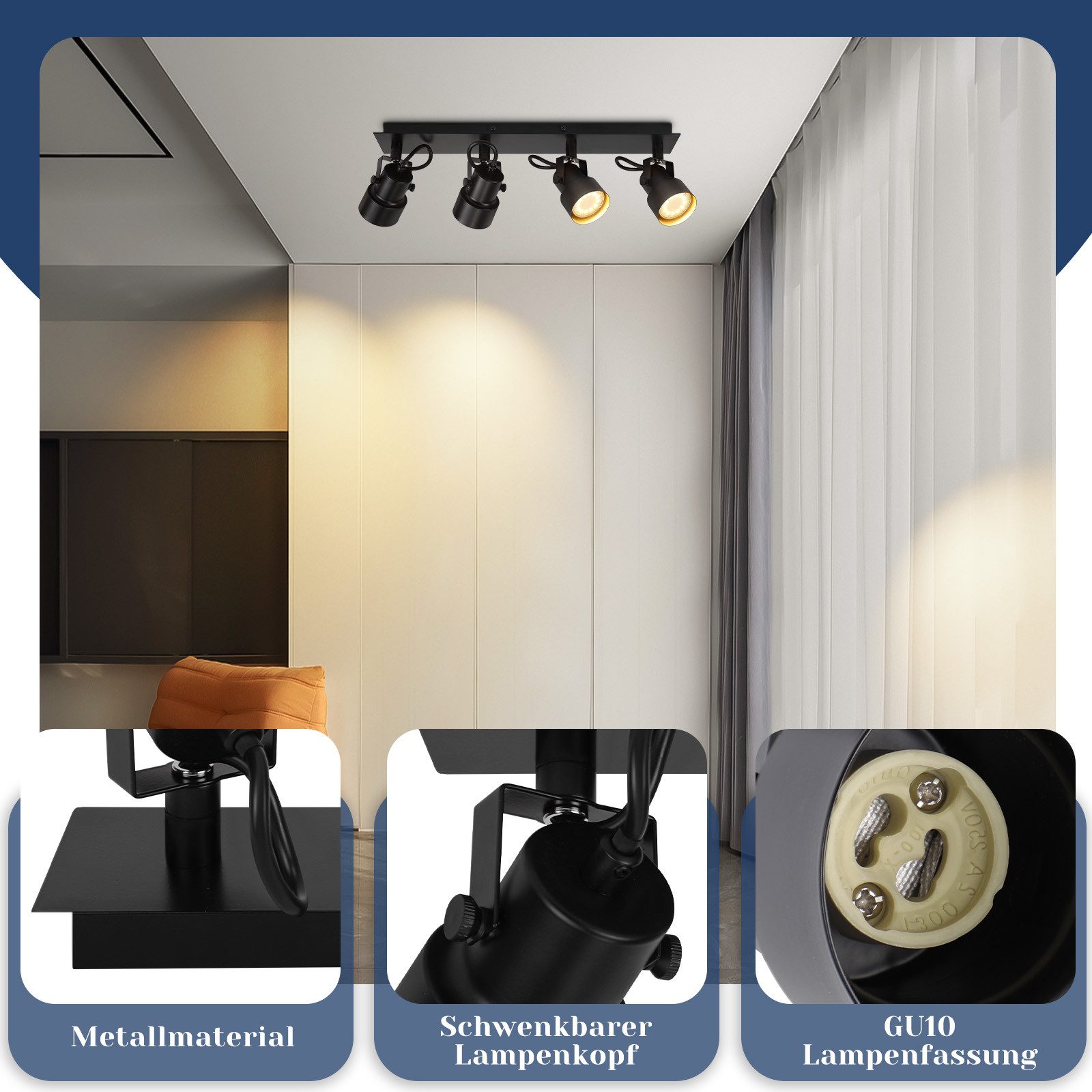 Nettlife Deckenstrahler Schwarz 1 Flammig 350° günstig online kaufen