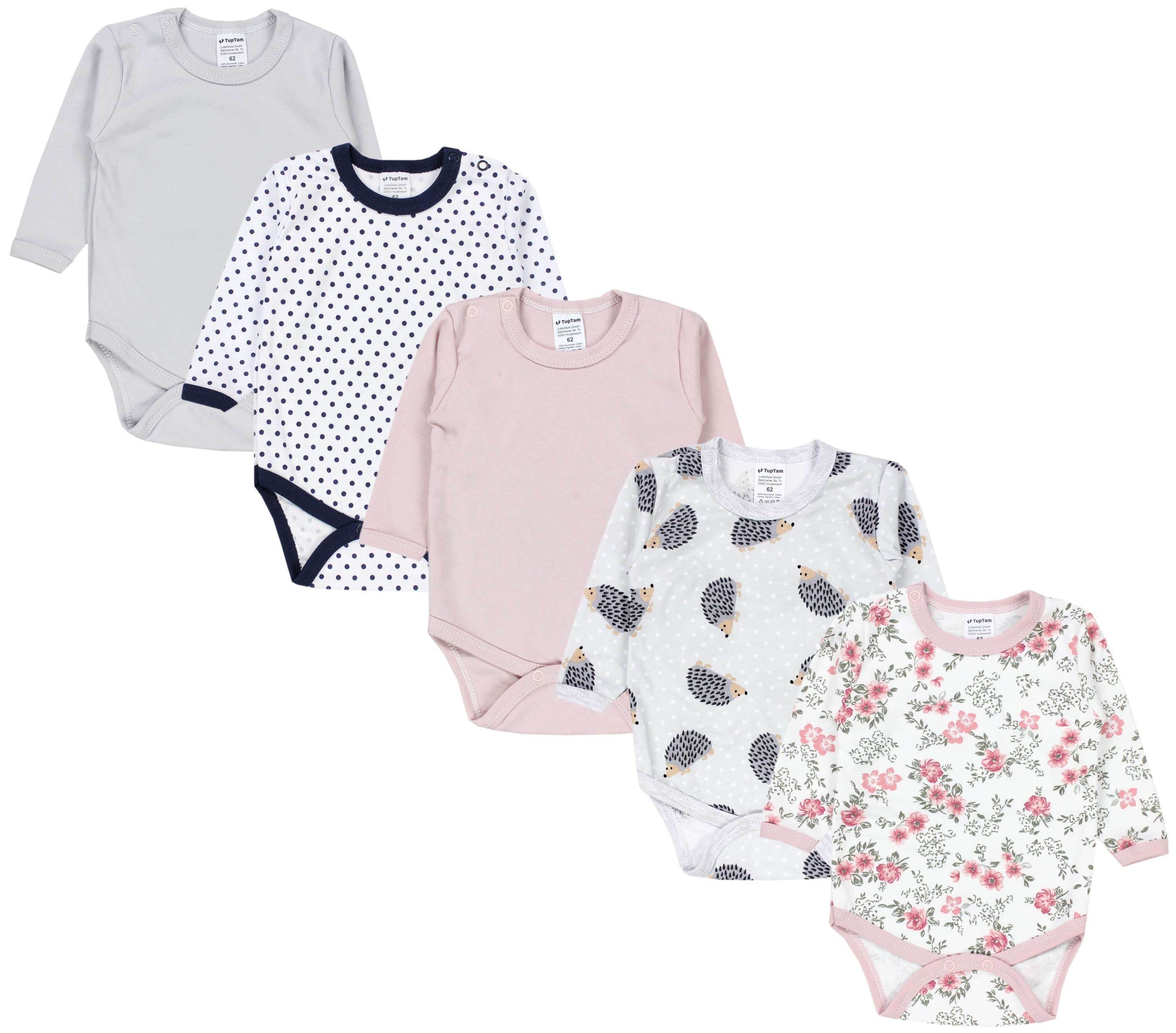Langarmbody TupTam Mädchen Baby Body Langarm Unifarben 5er Pack