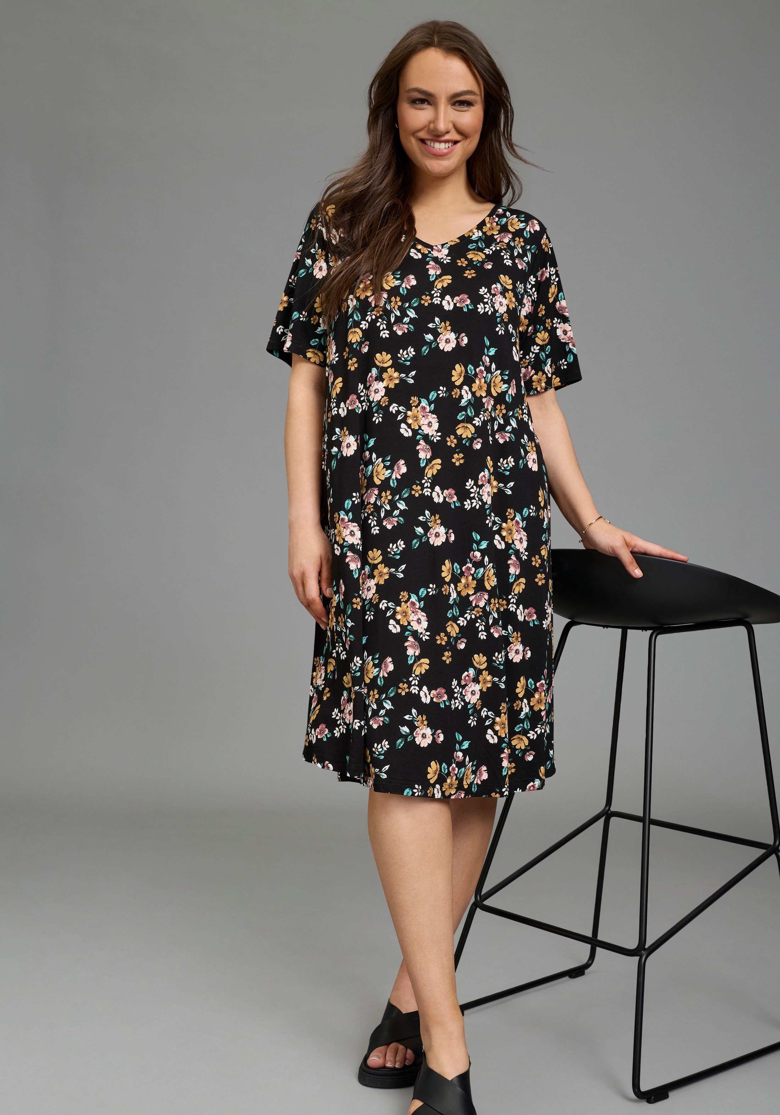 Laura Scott CURVE Jerseykleid in geblümter Optik, für vielseitige Alltagsmo günstig online kaufen