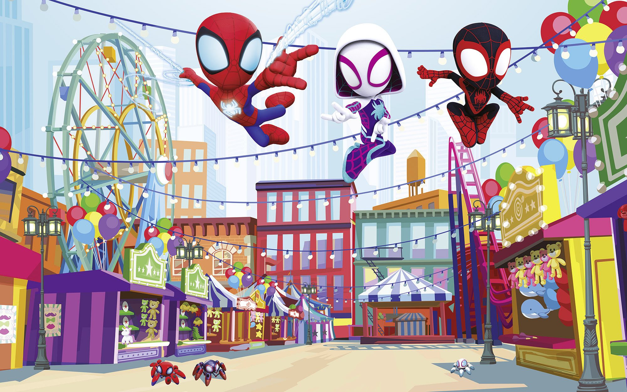 Komar Kindertapete Marvel Spidey And His Amazing Friends Theme Park, glatt, bedruckt, (Packung, 1 St)