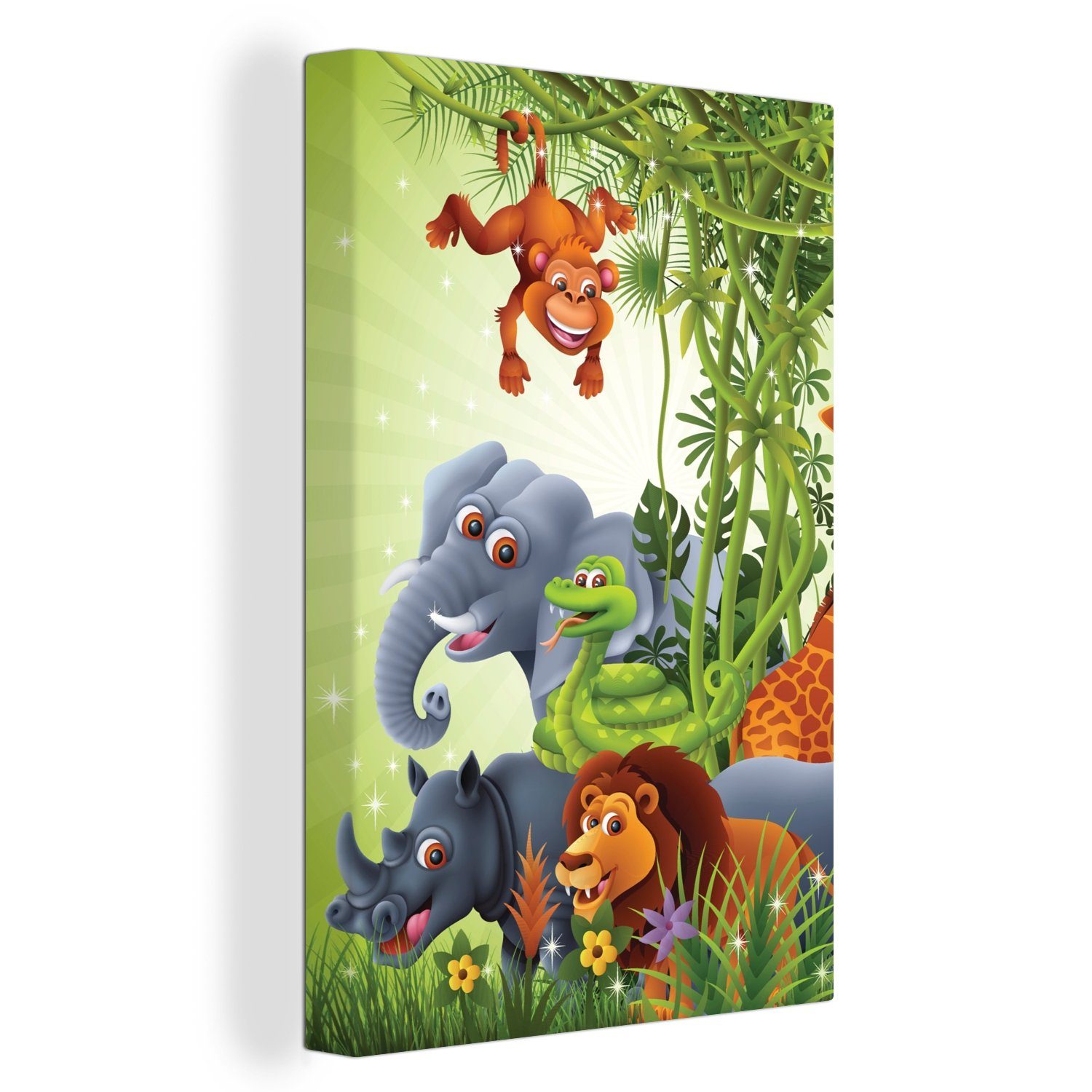 OneMillionCanvasses® Leinwandbild Dschungeltiere - Pflanzen - Kinder - Elef günstig online kaufen