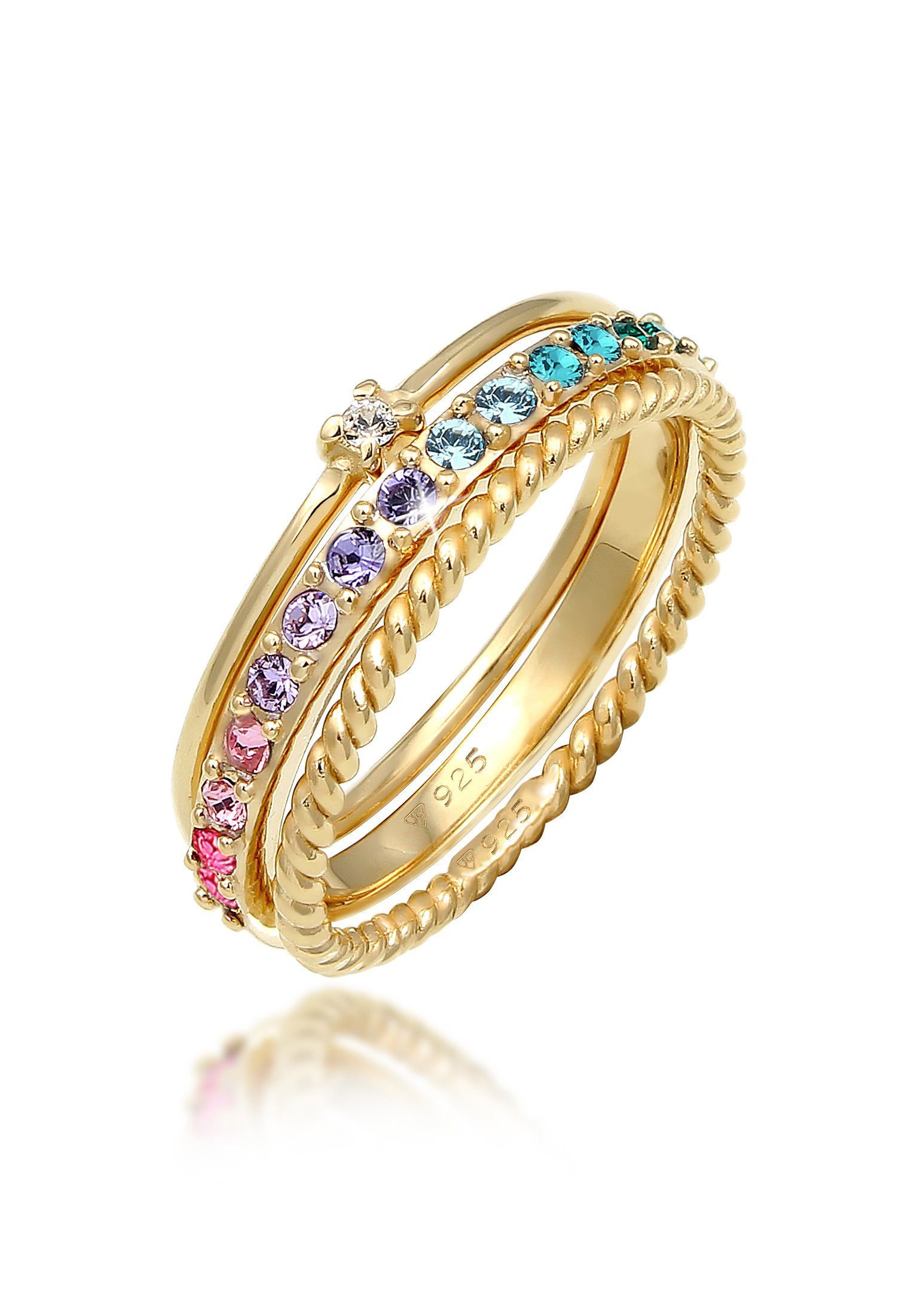 Elli Solitärring Kristalle Farbig Regenbogen Set günstig online kaufen