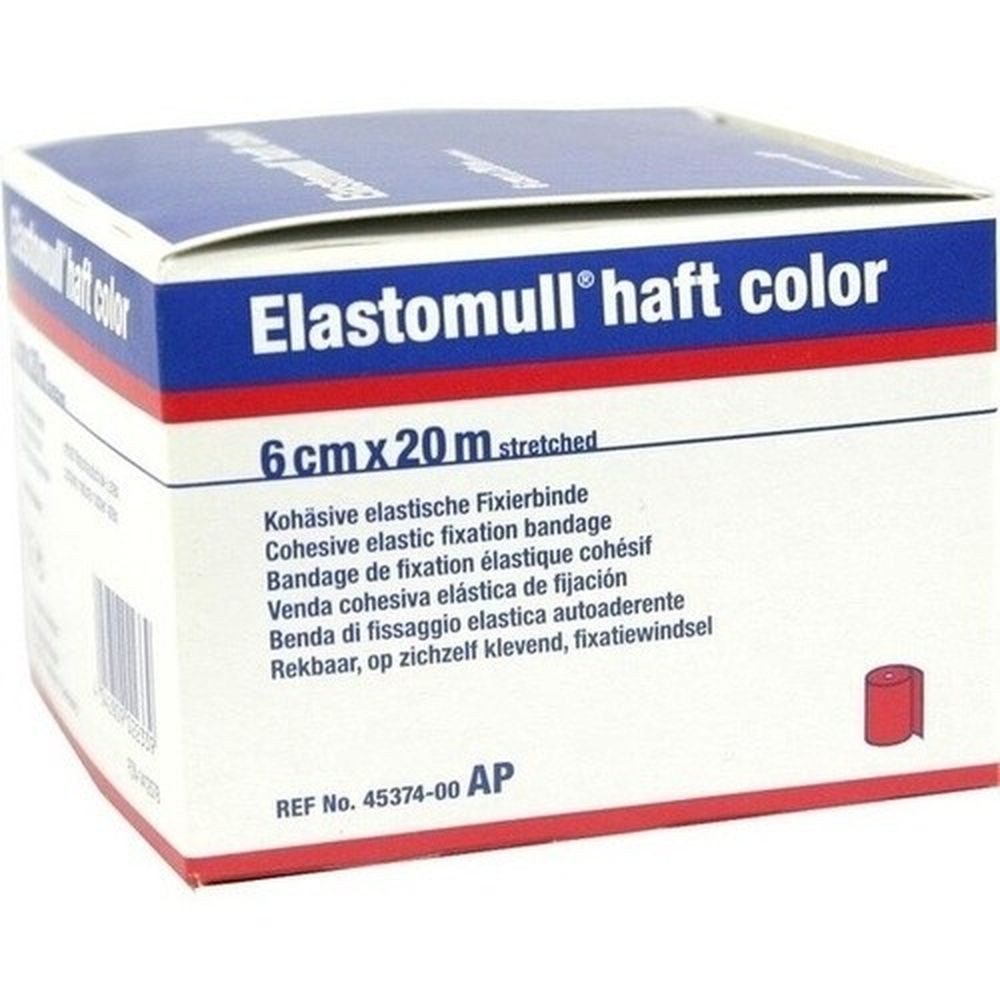 Elastomull Bandage ELASTOMULL haft color 6 cmx20 m Fixierb.rot 1 Stück