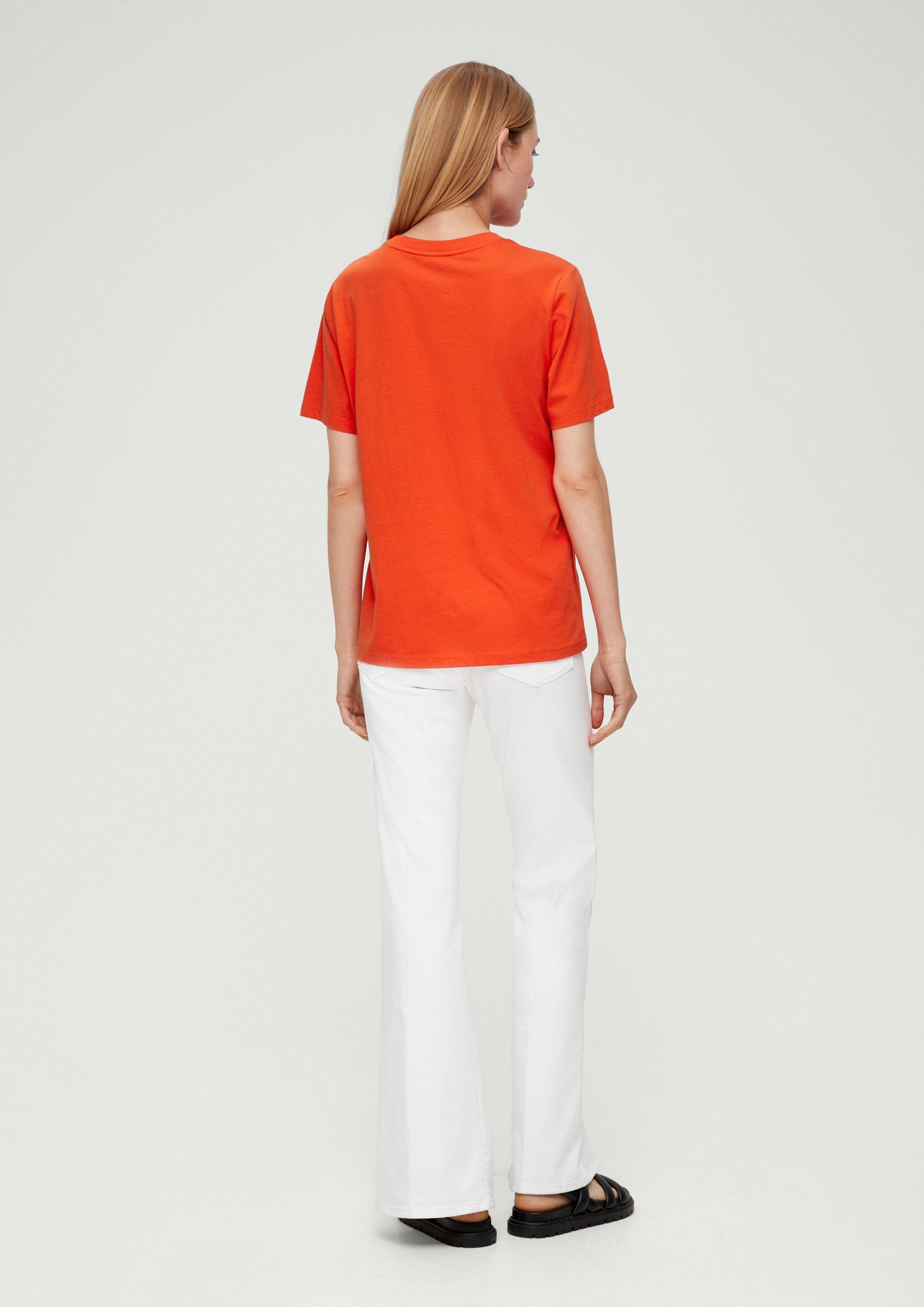 Baumwollshirt mit Frontprint Kurzarmshirt hellorange s.Oliver