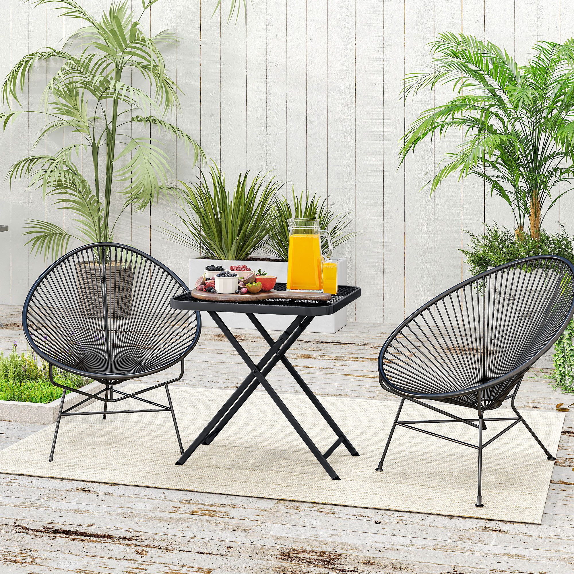 Outsunny Gartentisch mit Ausschnitt-Design (Stahl Klapptisch, günstig online kaufen