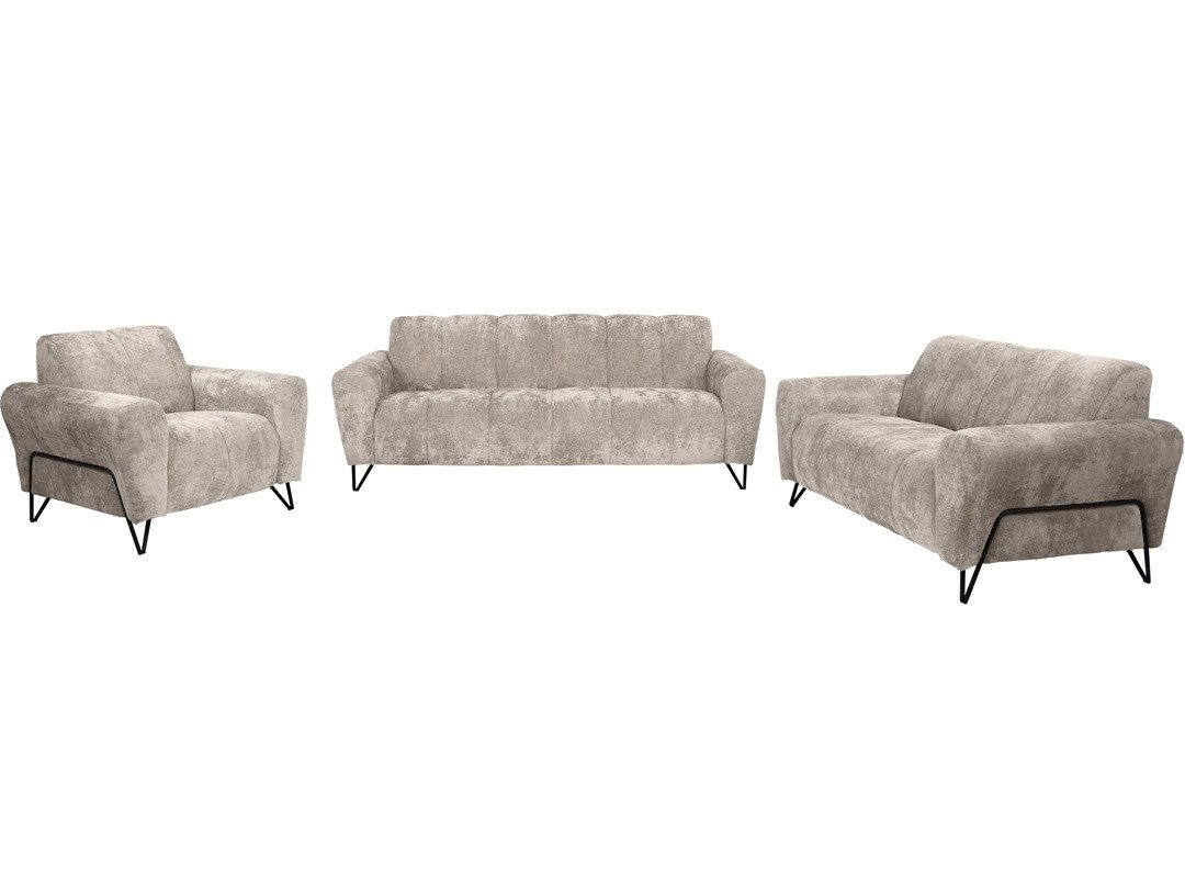 Beautysofa Polstergarnitur VOLARE Modernes Sofa Set mit 3-Sitzer, 2-Sitzer & Sessel, (hochwertige Couchgarnitur für Wohnzimmer & Salon, Design Polstermöbel im m – Bild 2 von 5