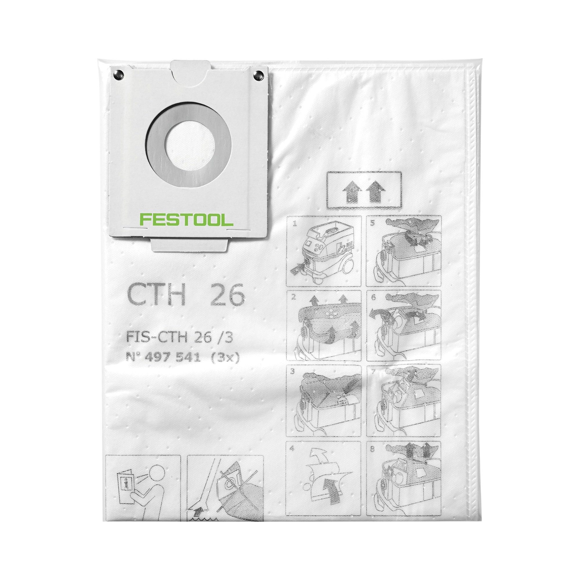 FESTOOL Filterbeutel FIS-CTH 48/3 Sicherheits Filtersack 3 Stk Staubkl. H für CTH 48 497542