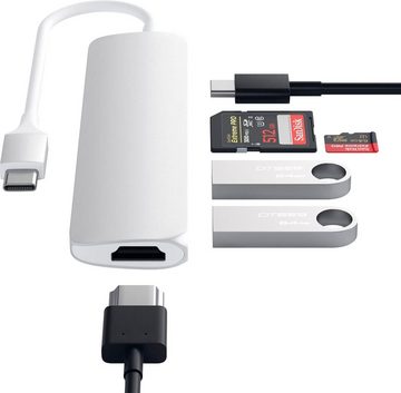 Satechi Type-C Slim Multi-Port V2 Adapter zu HDMI, MicroSD-Card, SD-Card, USB 3.0, USB Typ C, 12 cm