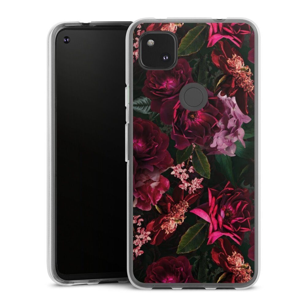 DeinDesign Handyhülle Rose Blumen Blüte Dark Red and Pink Flowers, Google Pixel 4a Silikon Hülle Bumper Case Handy Schutzhülle