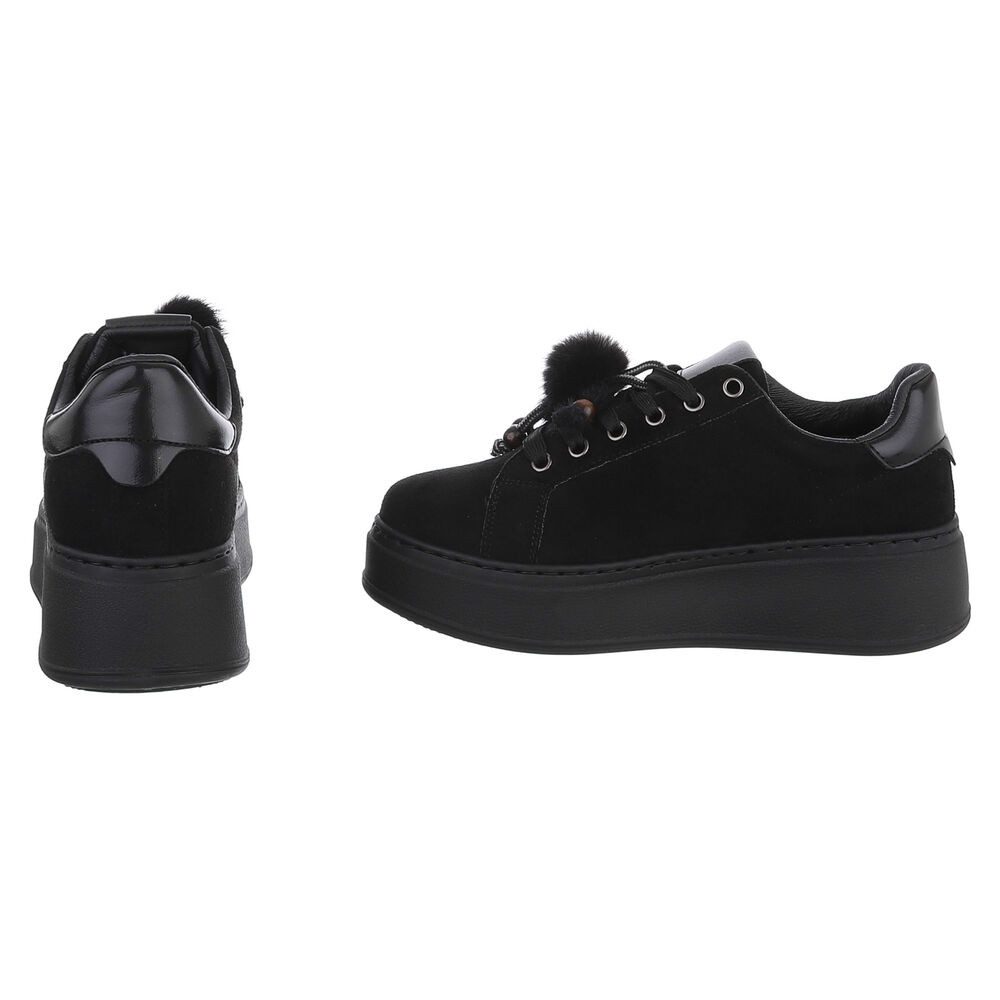 Ital-Design Damen Plateau-Schnürschuh mit Bommel und Zierdetails Sneaker (92355321) Keilabsatz/Wedge Sneakers Low in Schwarz – Bild 5 von 5