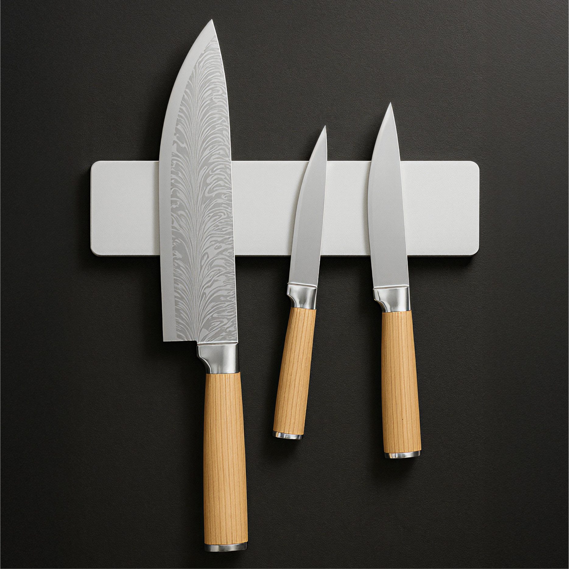 tesa Magnet-Messerblock Messer Magnetleiste Messerhalter Küche, selbstklebend ohne Bohren (2tlg), Magnetisch, platzsparend, Wandmontage klebend, sicherer Halt, Weiß