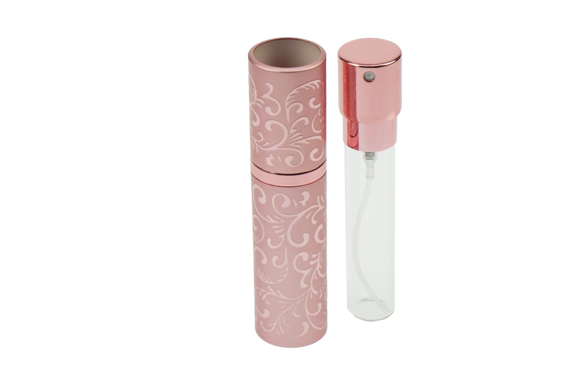 Fantasia Beauty Parfümzerstäuber Taschenzerstäuber, Aluminium, Pink, für 8 ml (1 St), Aluminium, Glaseinsatz, eindrehbarer Zerstäuberkopf, für 8 ml