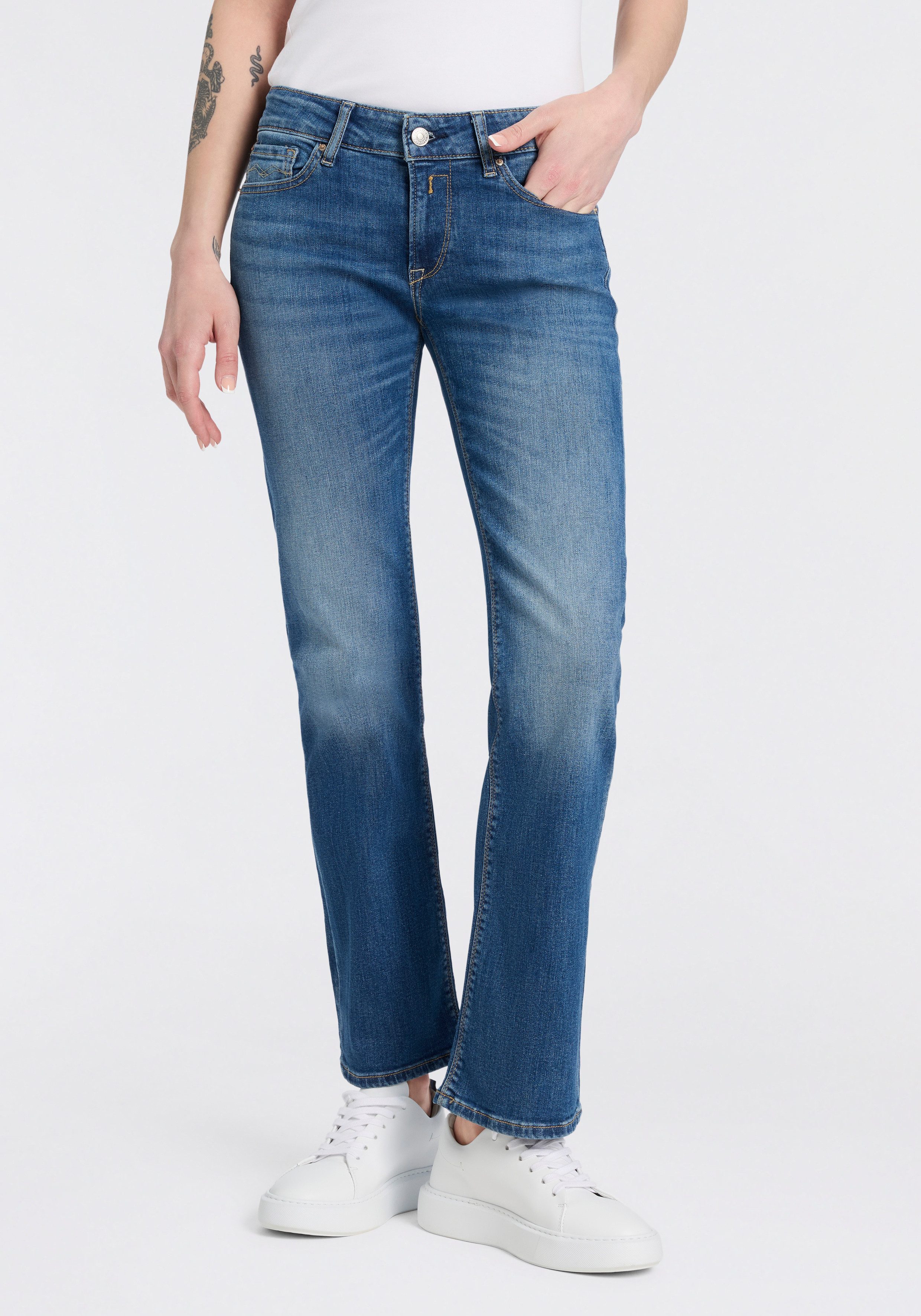 Replay Bootcut-Jeans NEW LUZ mit gesticktem R an der Gesäßtasche